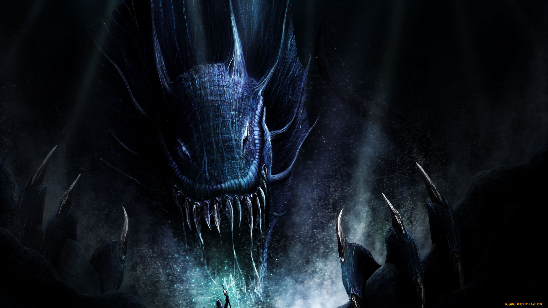 фэнтези, драконы, дракон, магия, человек, схватка, пасть