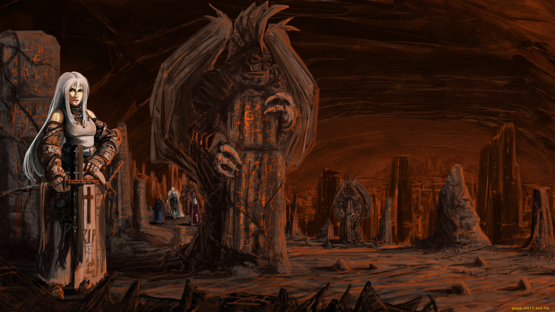 фэнтези, красавицы, и, чудовища, девушка, монстр