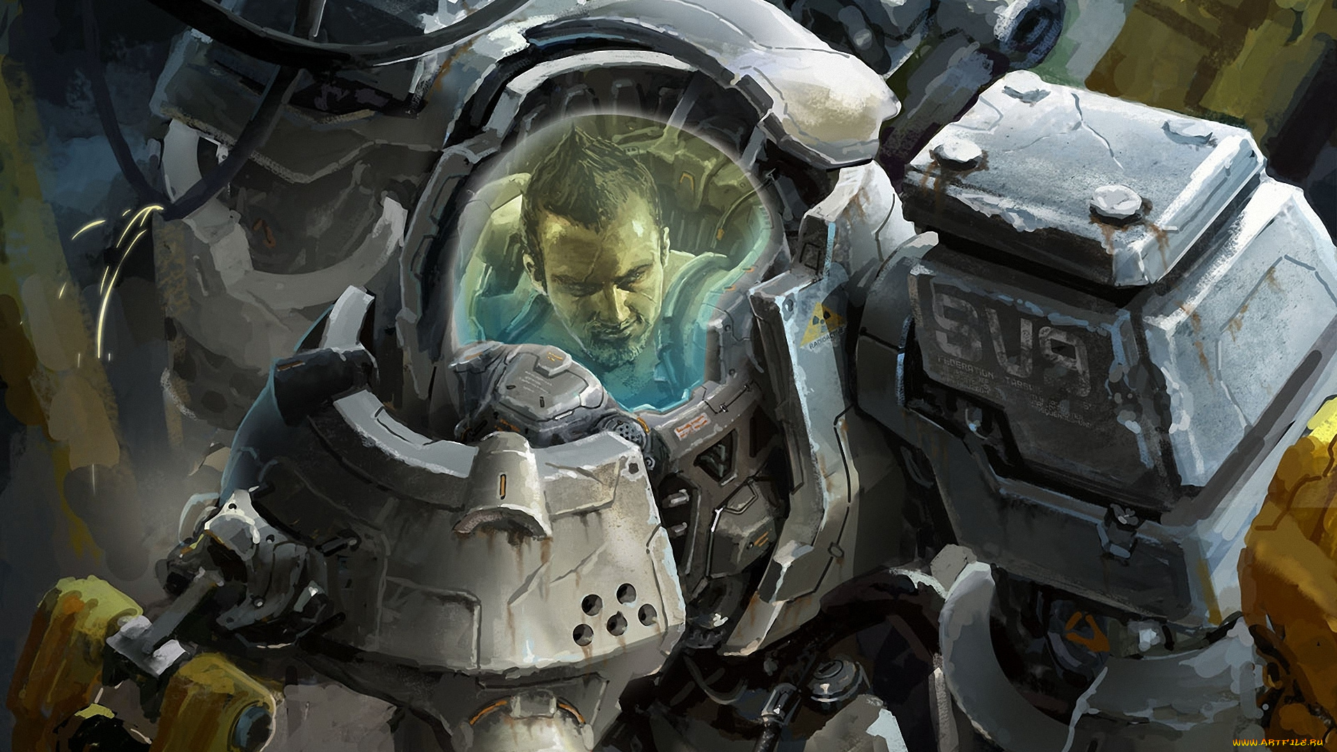 фэнтези, люди, купол, мужчина, робот, управляемый