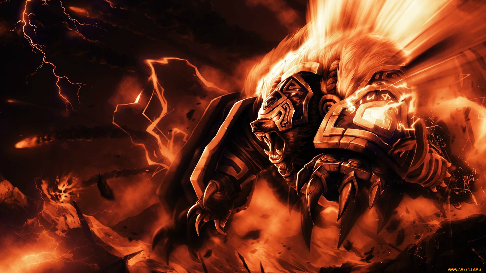 league, of, legends, фэнтези, существа, молния, volibear