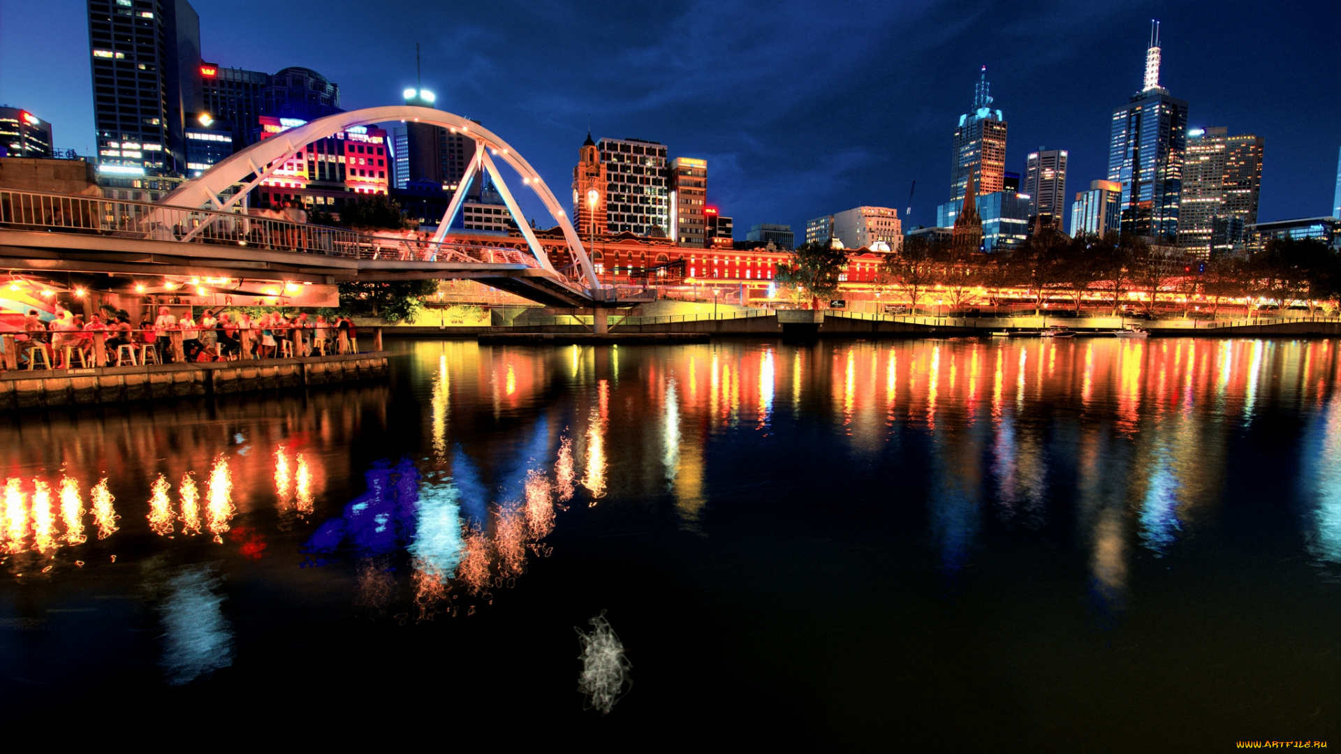 yarra, city, , australia, города, -, огни, ночного, города, австралия