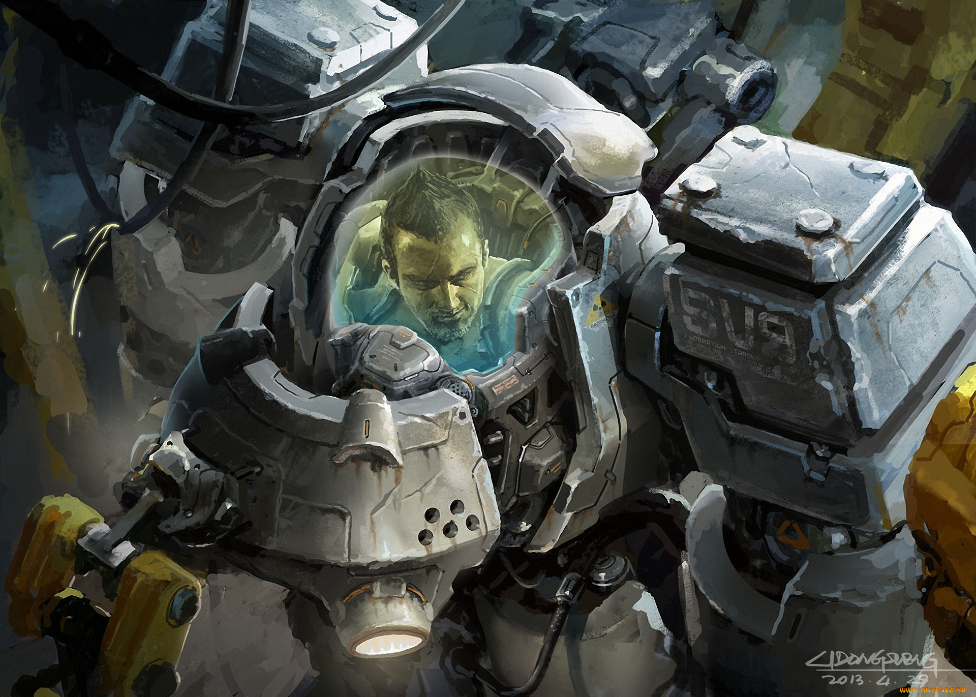 фэнтези, люди, купол, мужчина, робот, управляемый