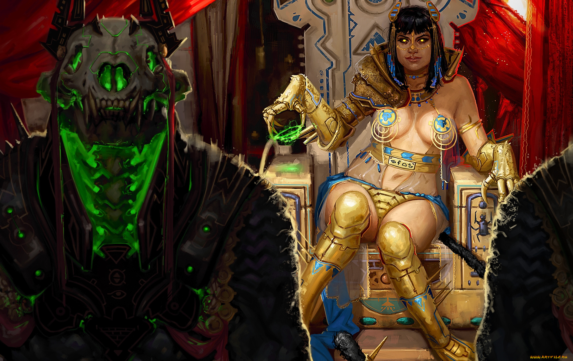 фэнтези, красавицы, и, чудовища, царица, магия, монстр, киборг, девушка, трон