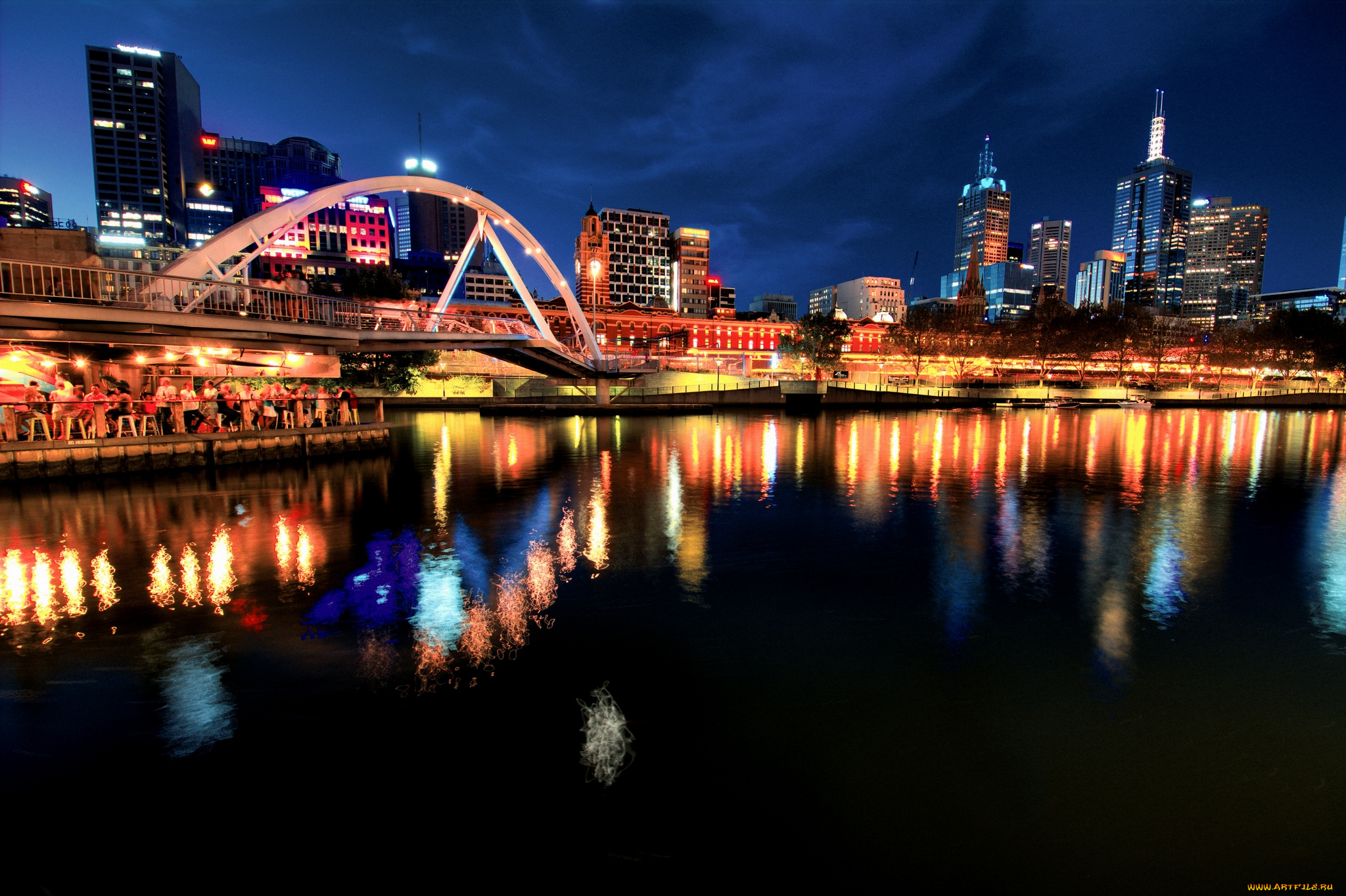 yarra, city, , australia, города, -, огни, ночного, города, австралия