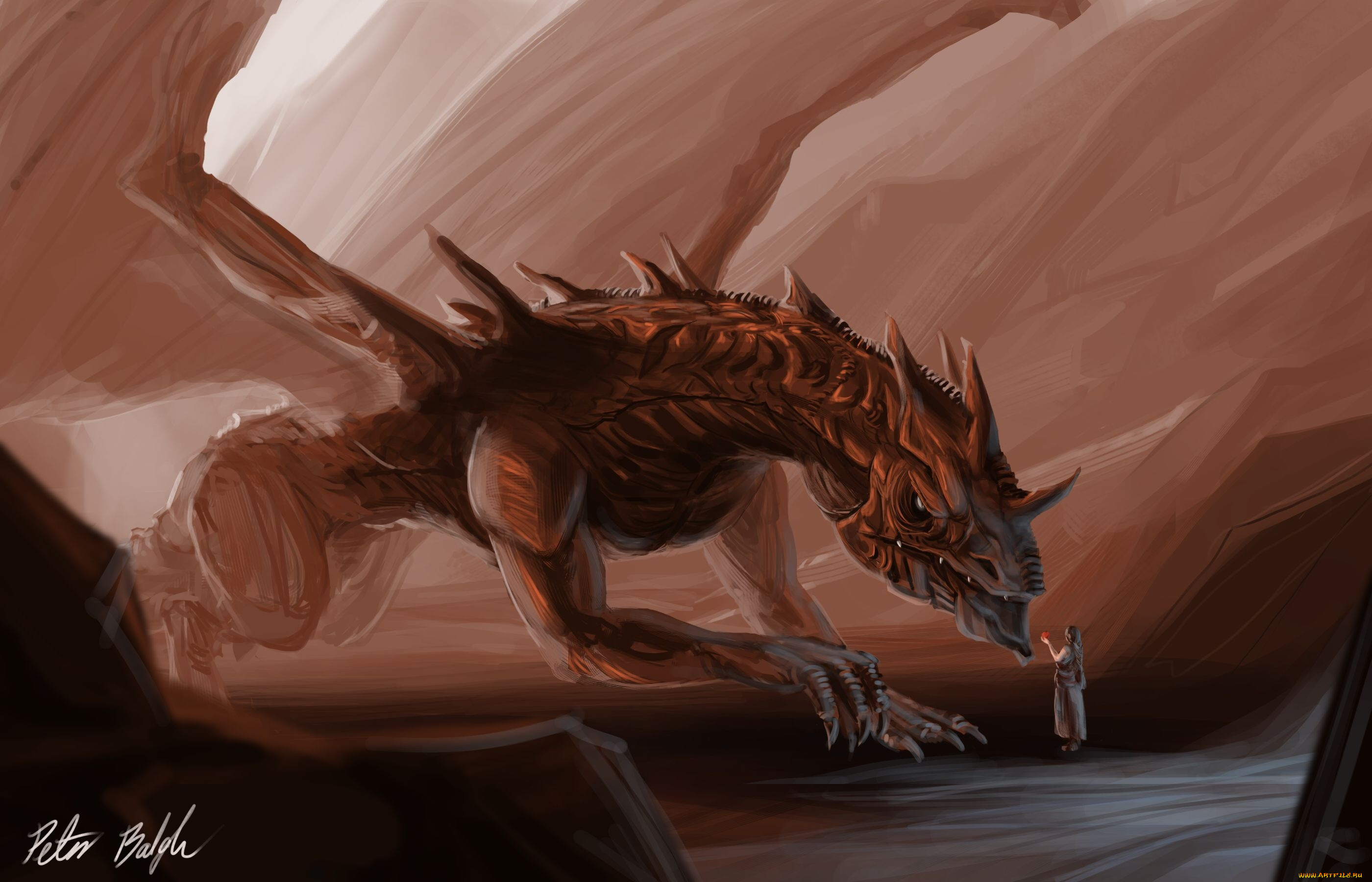 фэнтези, красавицы, и, чудовища, дракон, девушка