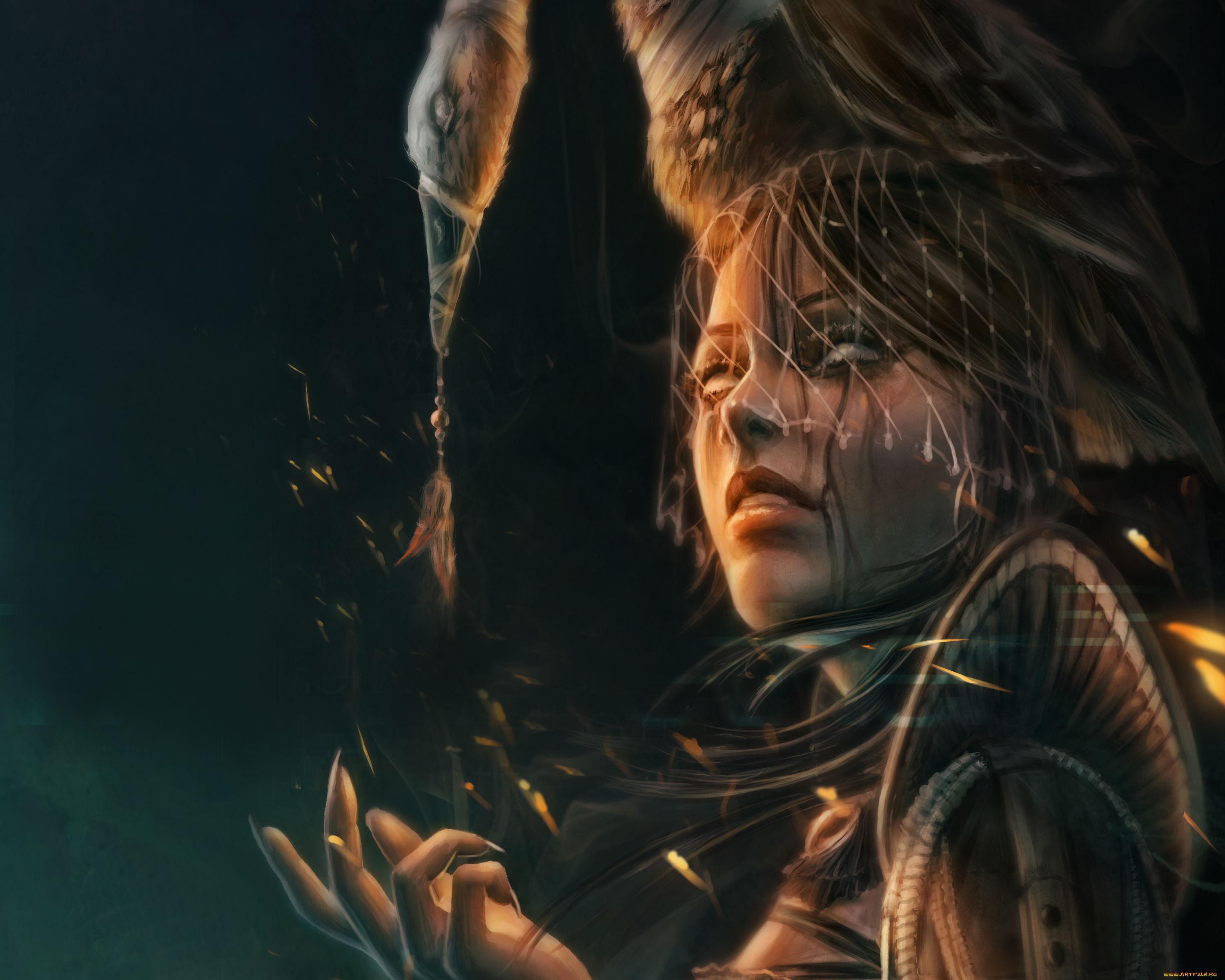 фэнтези, маги, , волшебники, вуаль, девушка, колдунья, убор, головной, гусь