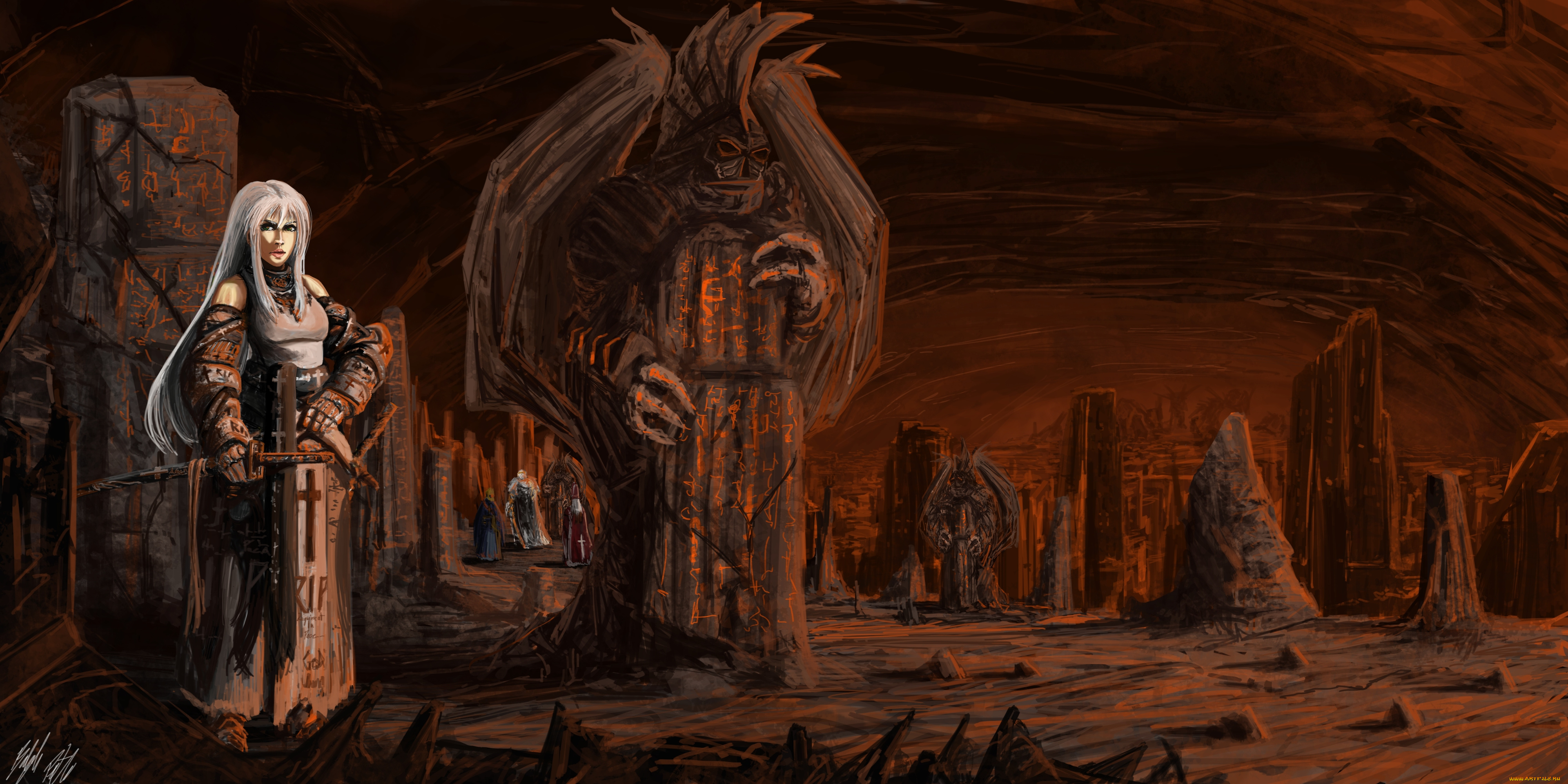 фэнтези, красавицы, и, чудовища, девушка, монстр