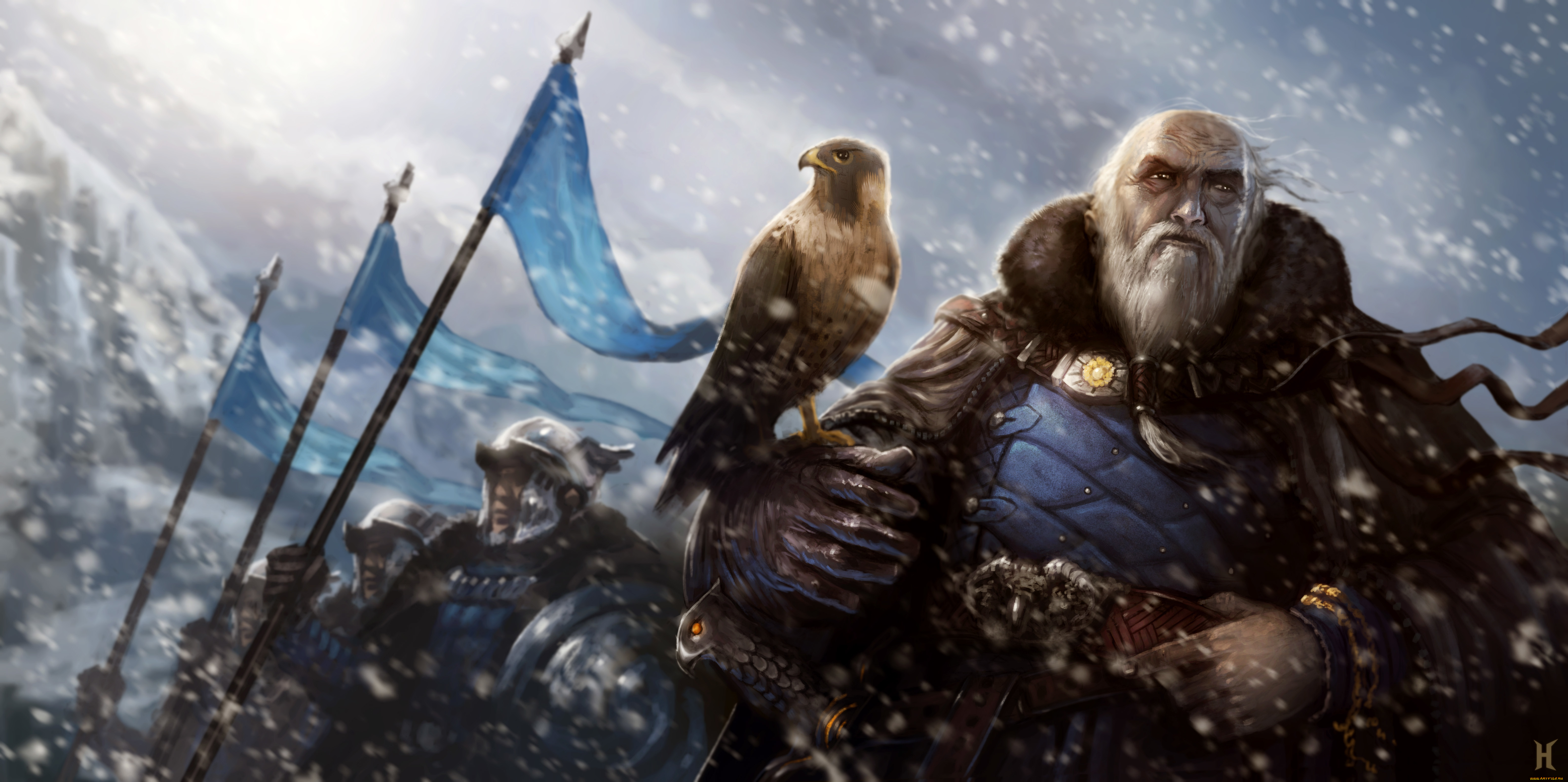 фэнтези, люди, сокол, рыцари, вождь, воин, старик, войско, рать