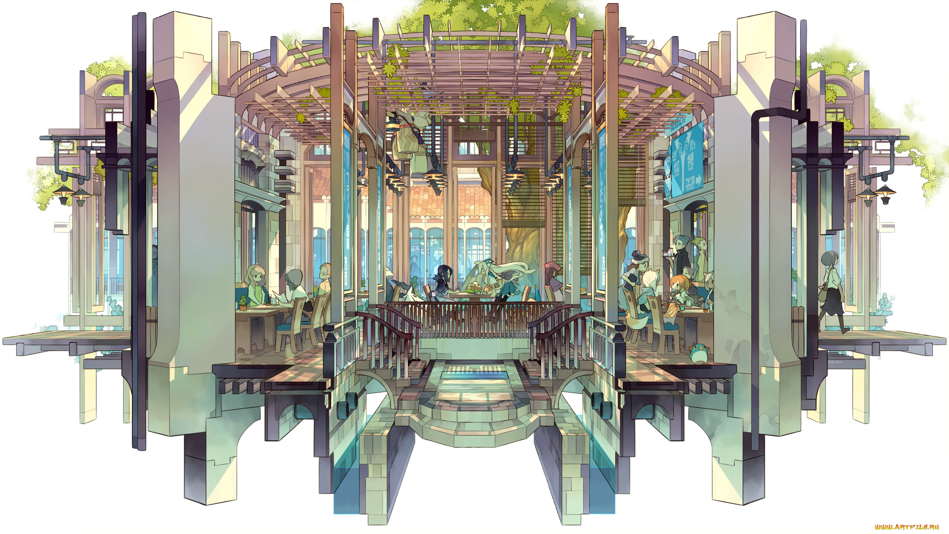 аниме, город, , улицы, , здания