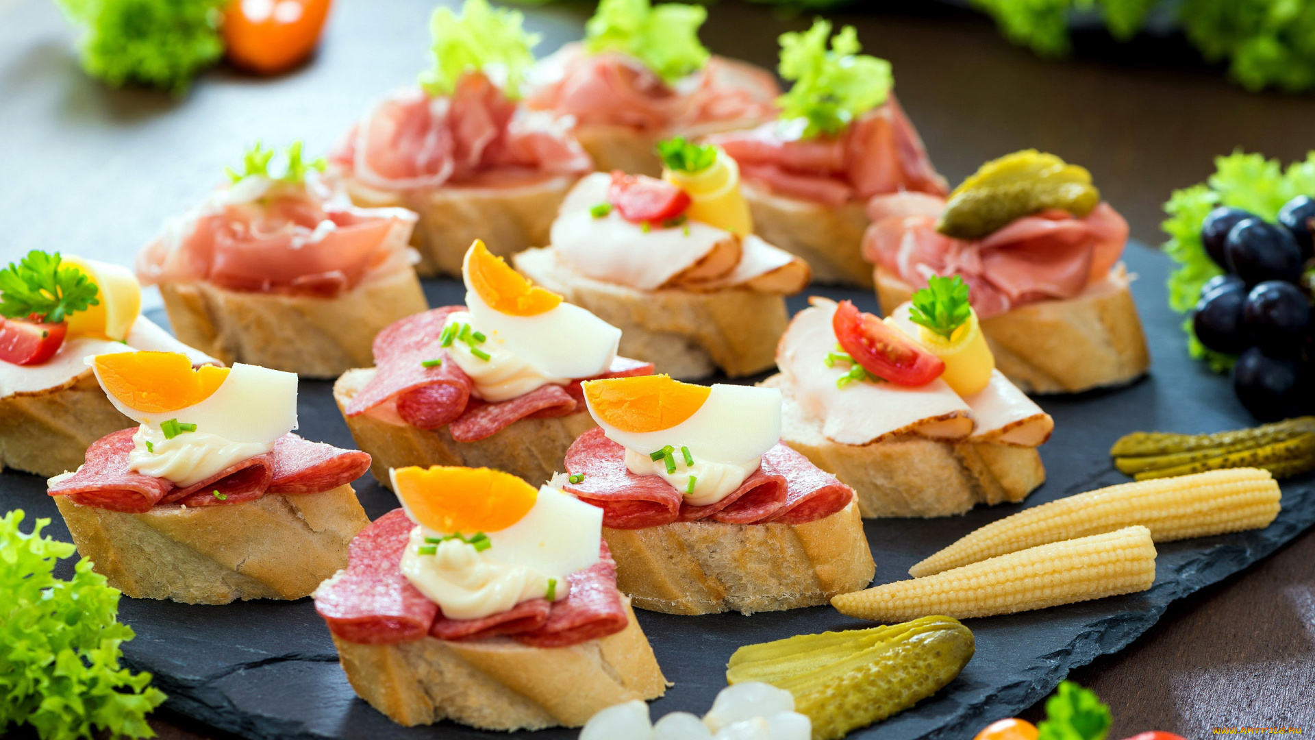 еда, бутерброды, , гамбургеры, , канапе, багет, колбаса, яйца, кукуруза