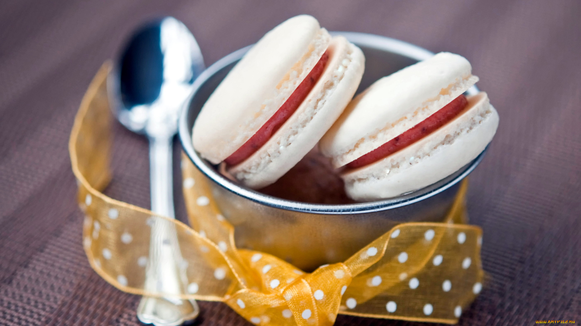 еда, макаруны, лента, бант, лакомство