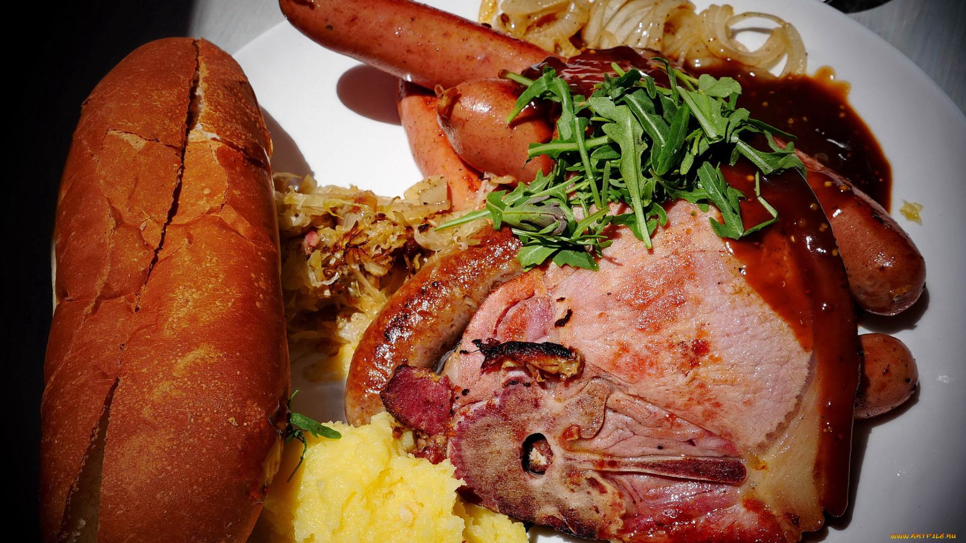 еда, мясные, блюда, мясо, хлеб