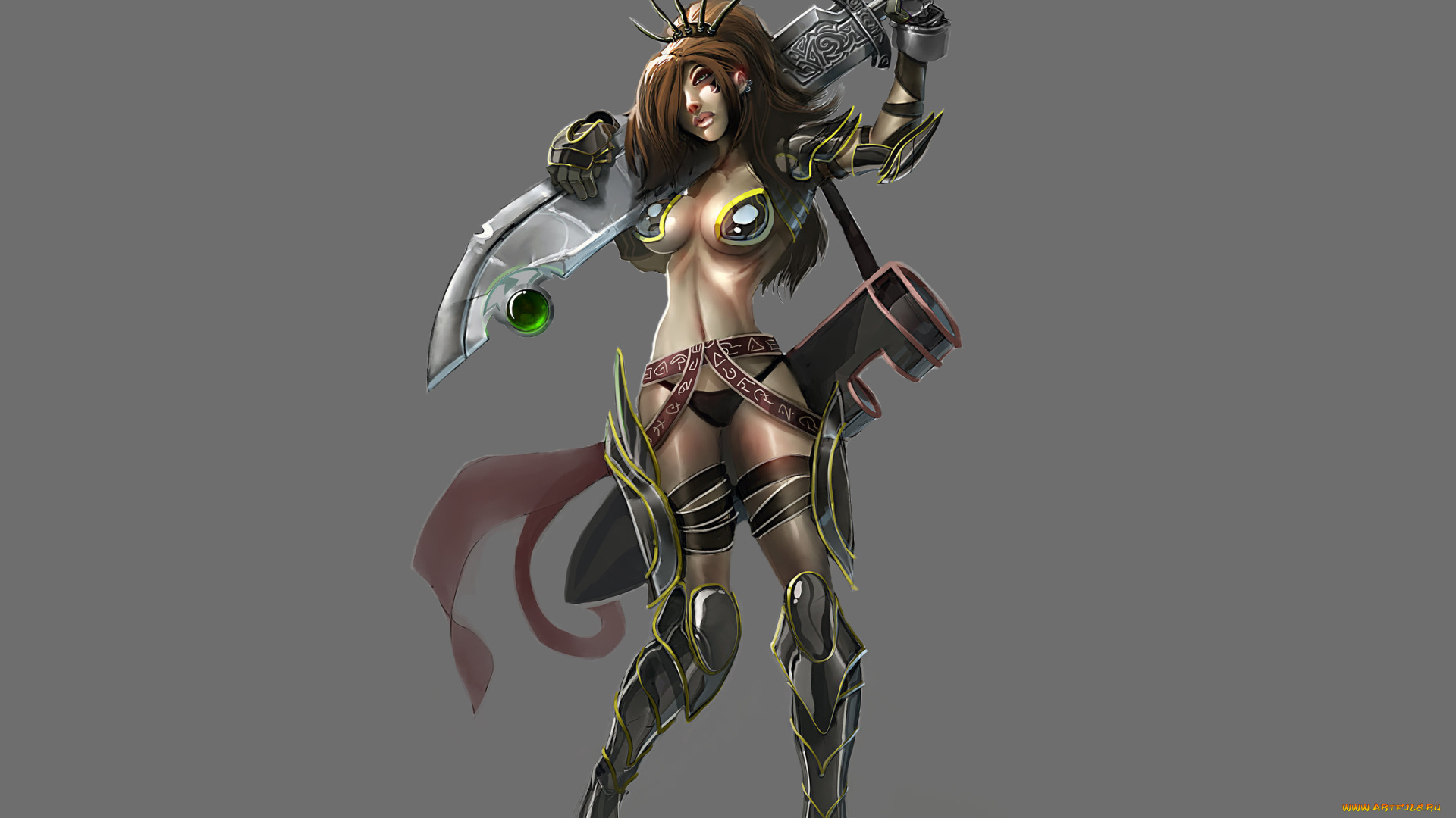 фэнтези, девушки, девушка, взгляд, фон, меч