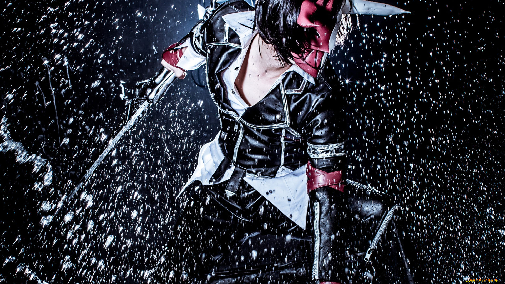 hero, warz, разное, cosplay, , косплей, hero, warz, парень, дождь, оружие, игра, маска