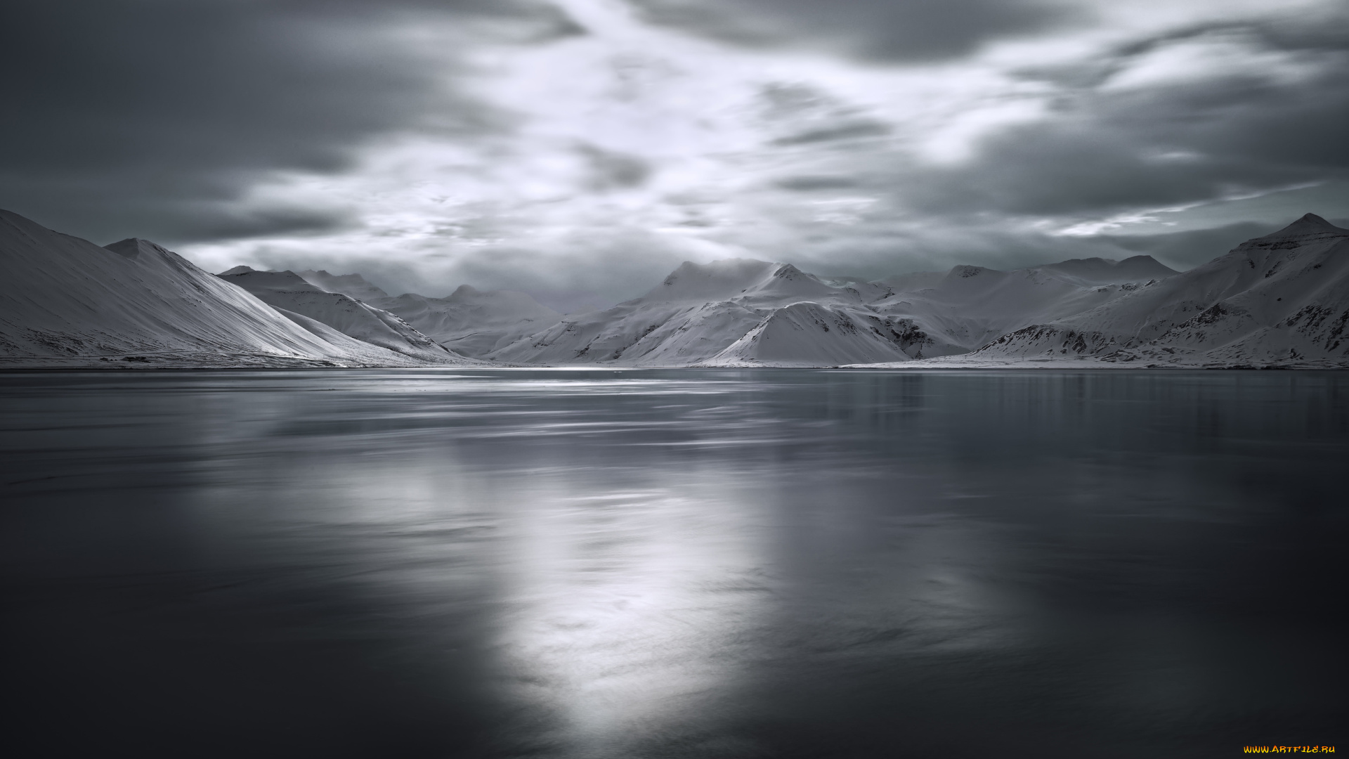 природа, побережье, горы, озеро