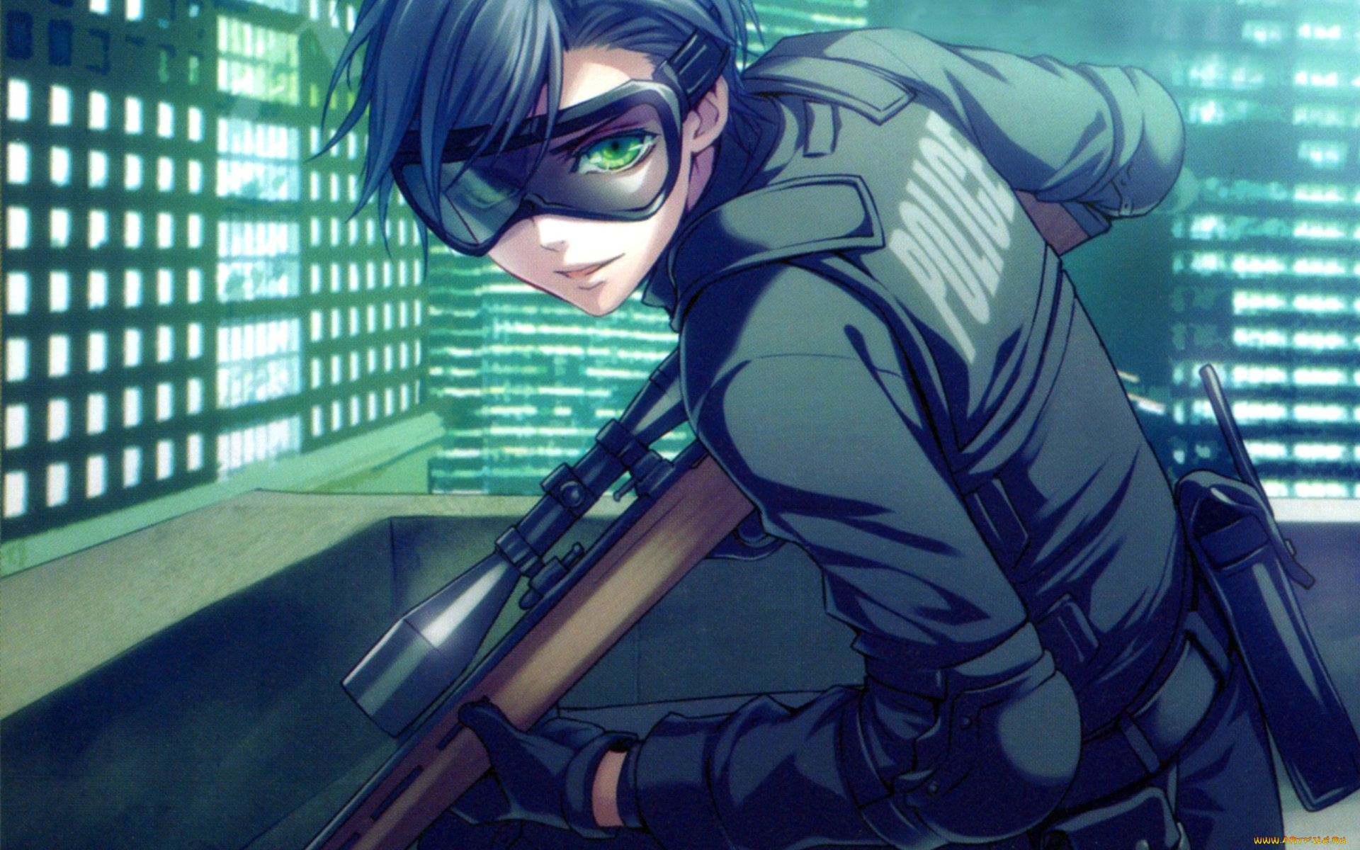 аниме, wand, of, fortune, art, kagerou, usuba, wand, of, fortune, visual, novel, est, rinaudo, жезл, фортуны, бронежилет, очки, винтовка, прицел, рация