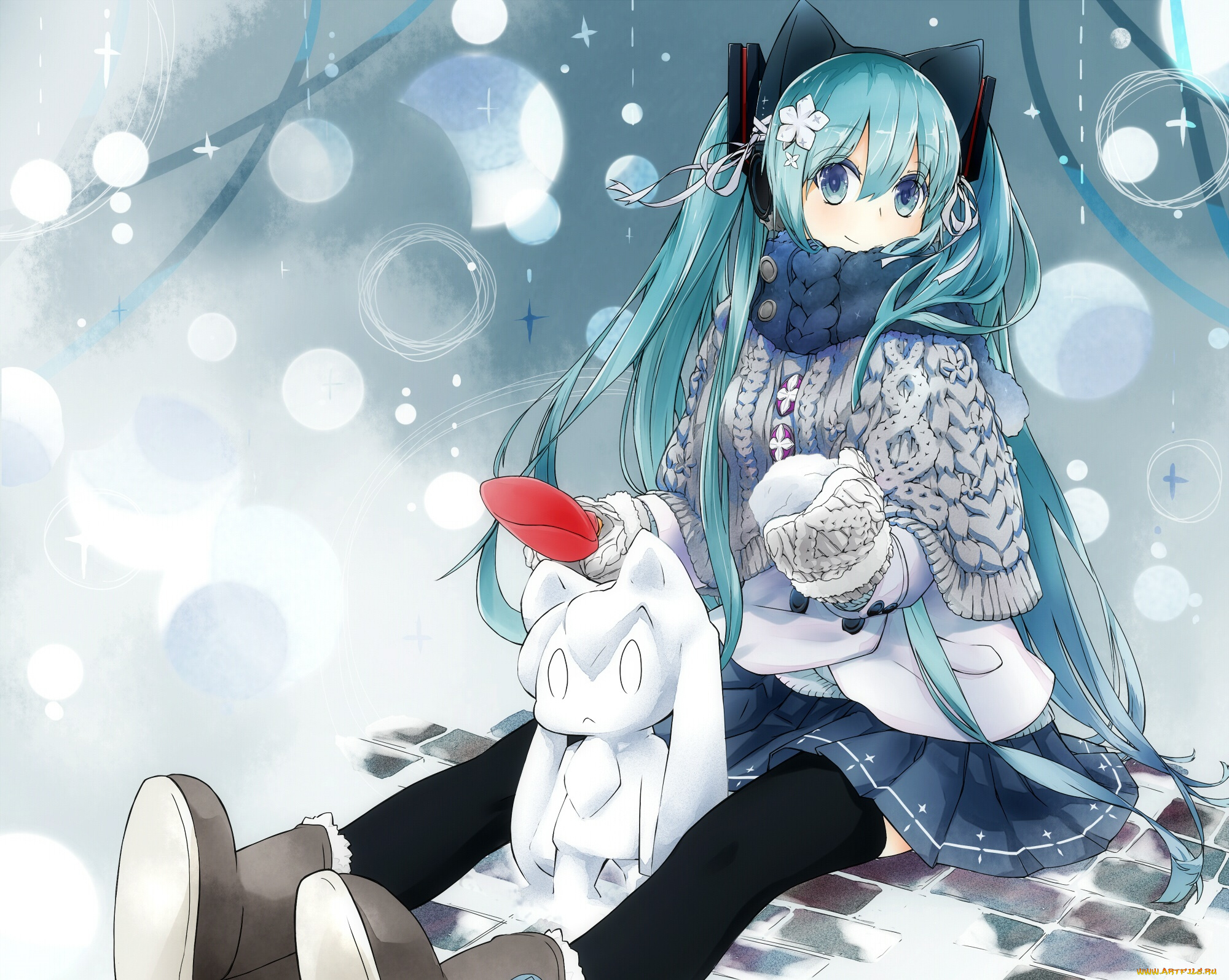 аниме, vocaloid, взгляд, девушка, фон