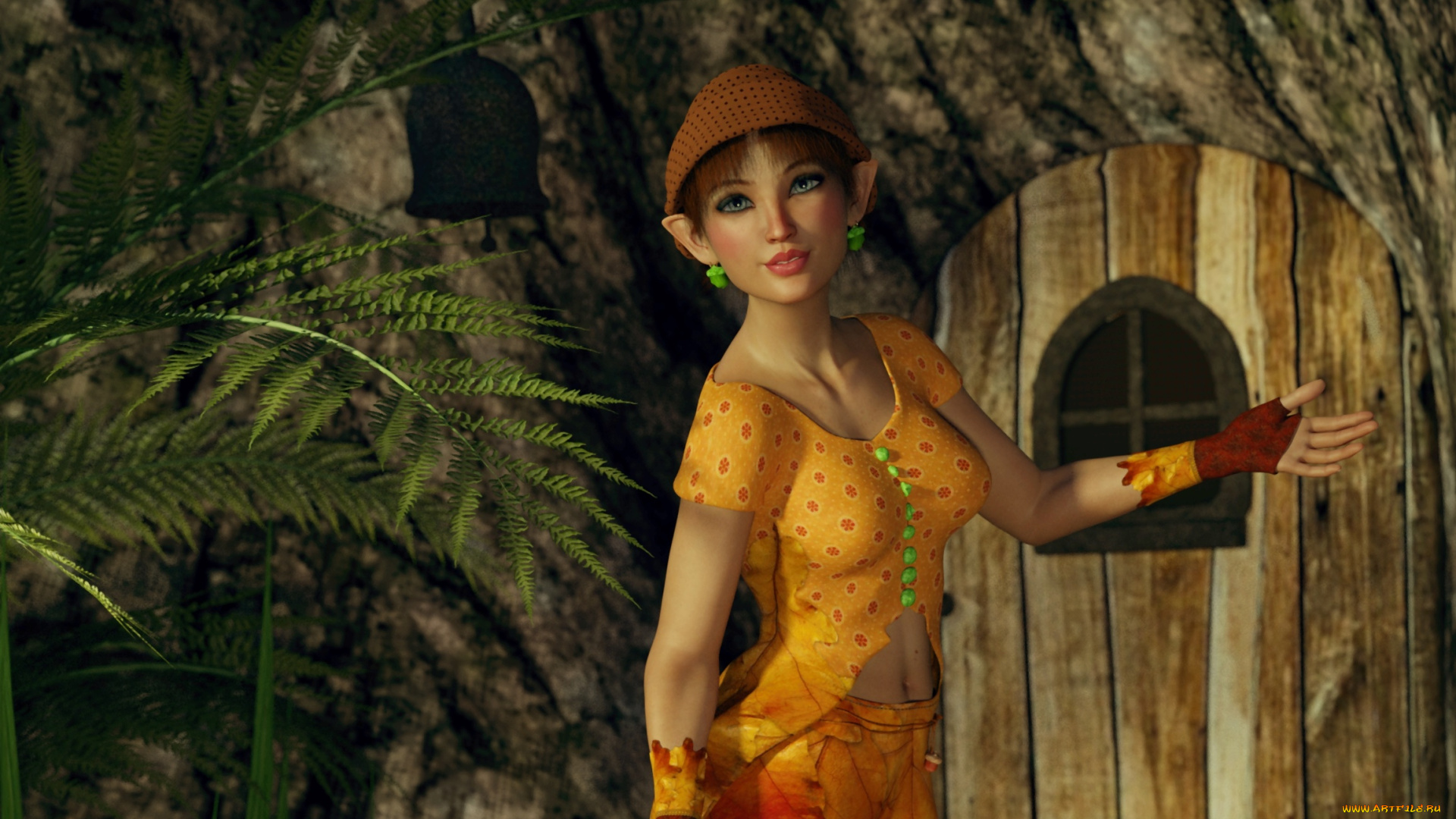 3д, графика, эльфы, , elves, фон, взгляд, эльфийка