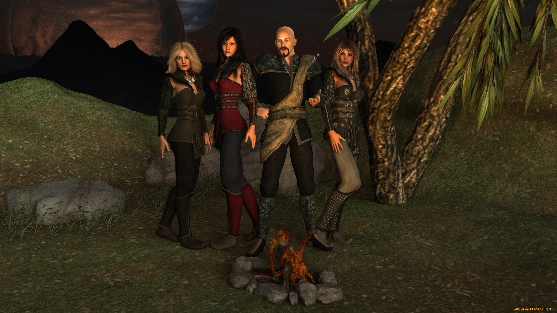 3д, графика, люди, , people, фон, взгляд, девушки