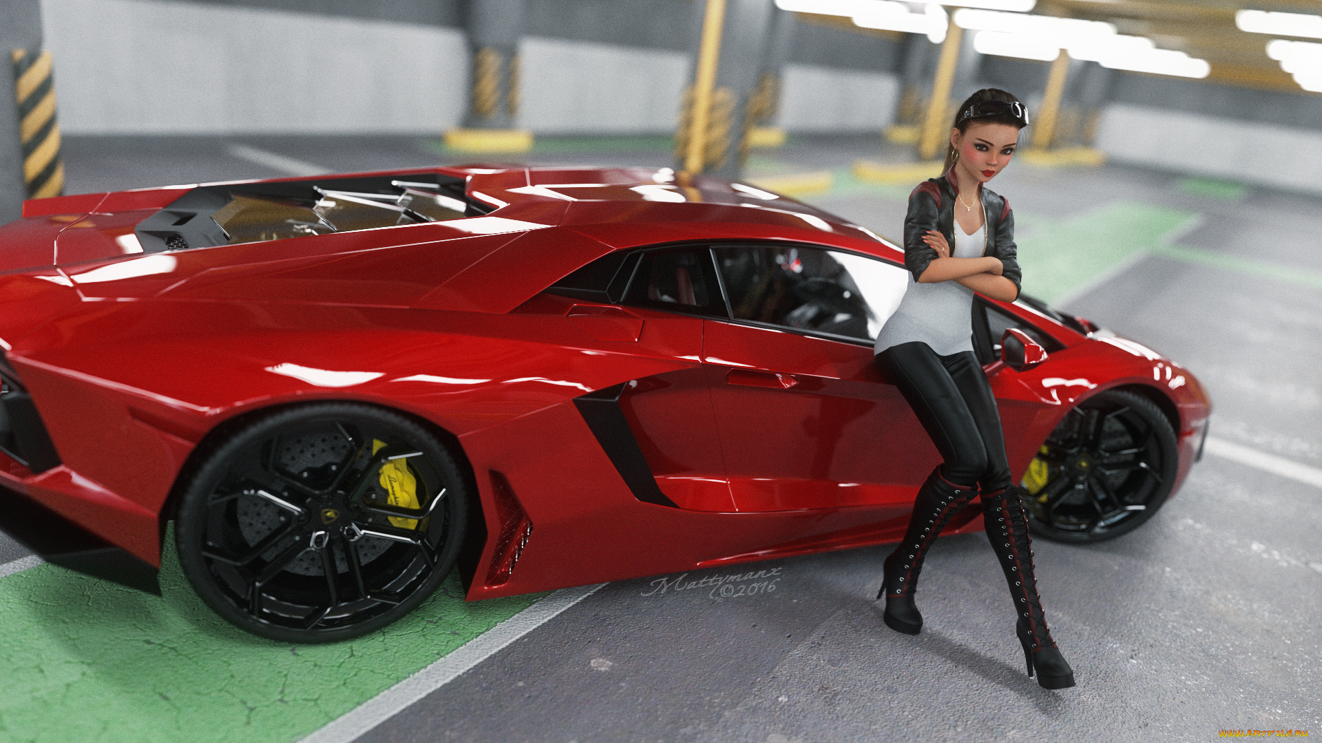 3д, графика, люди-авто, мото, , people-, car, , , moto, фон, взгляд, девушка