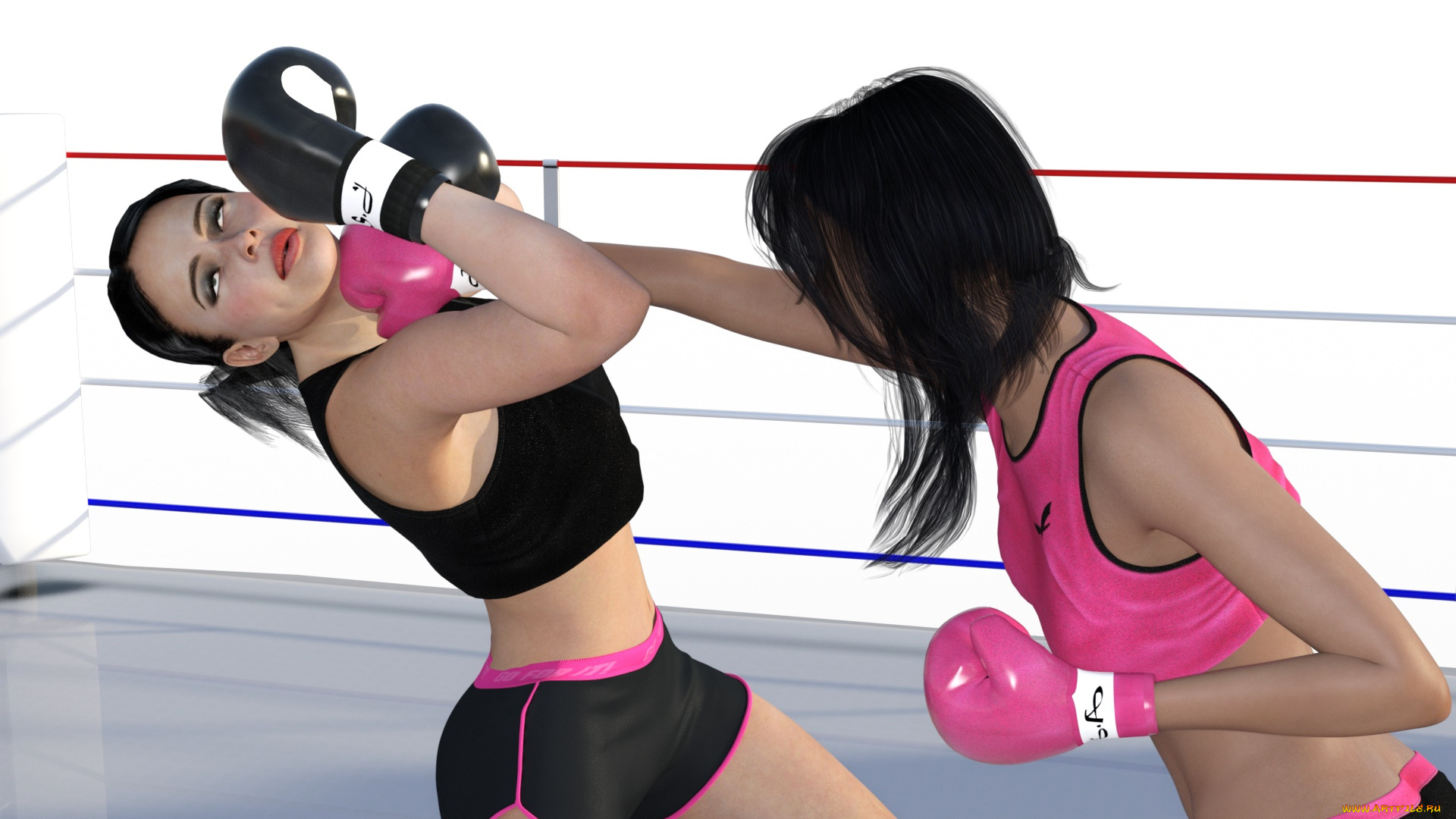 3д, графика, спорт, , sport, бокс, фон, взгляд, девушки