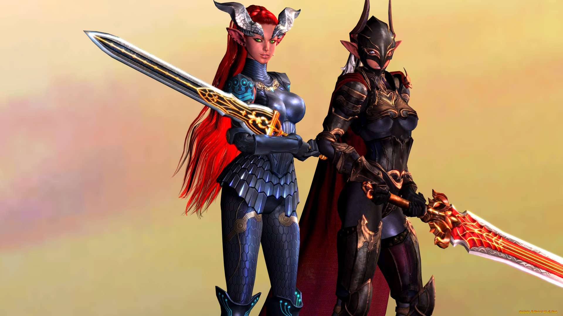 3д, графика, существа, , creatures, фон, взгляд, девушки