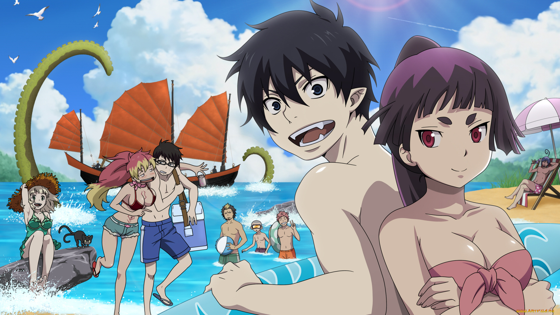 аниме, ao, no, exorcist, синий, экзорцист