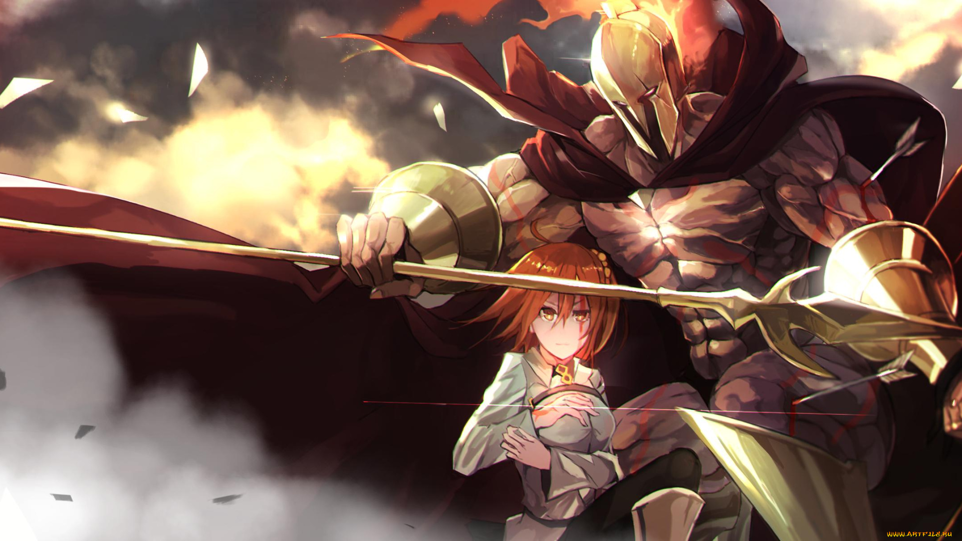 аниме, fate, stay, night, девушка, защитник, плащ, копье