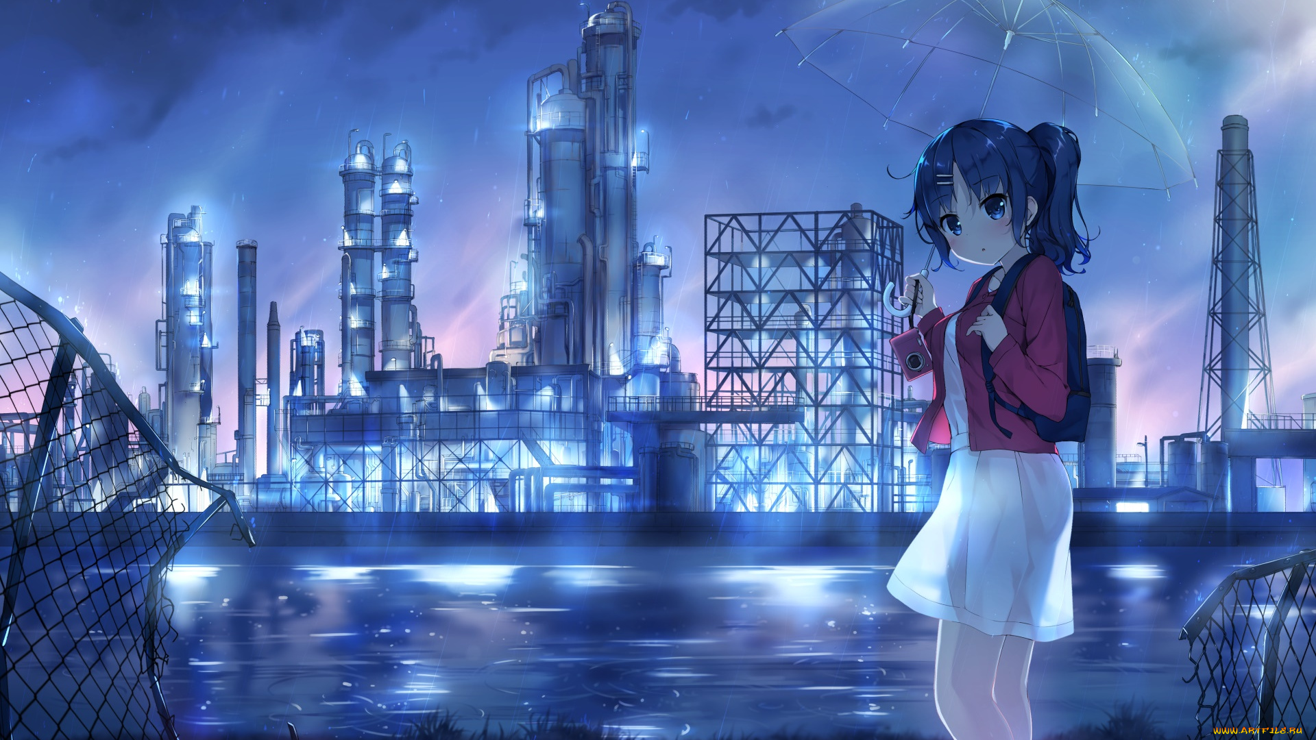 аниме, город, , улицы, , здания, фон, взгляд, девушка