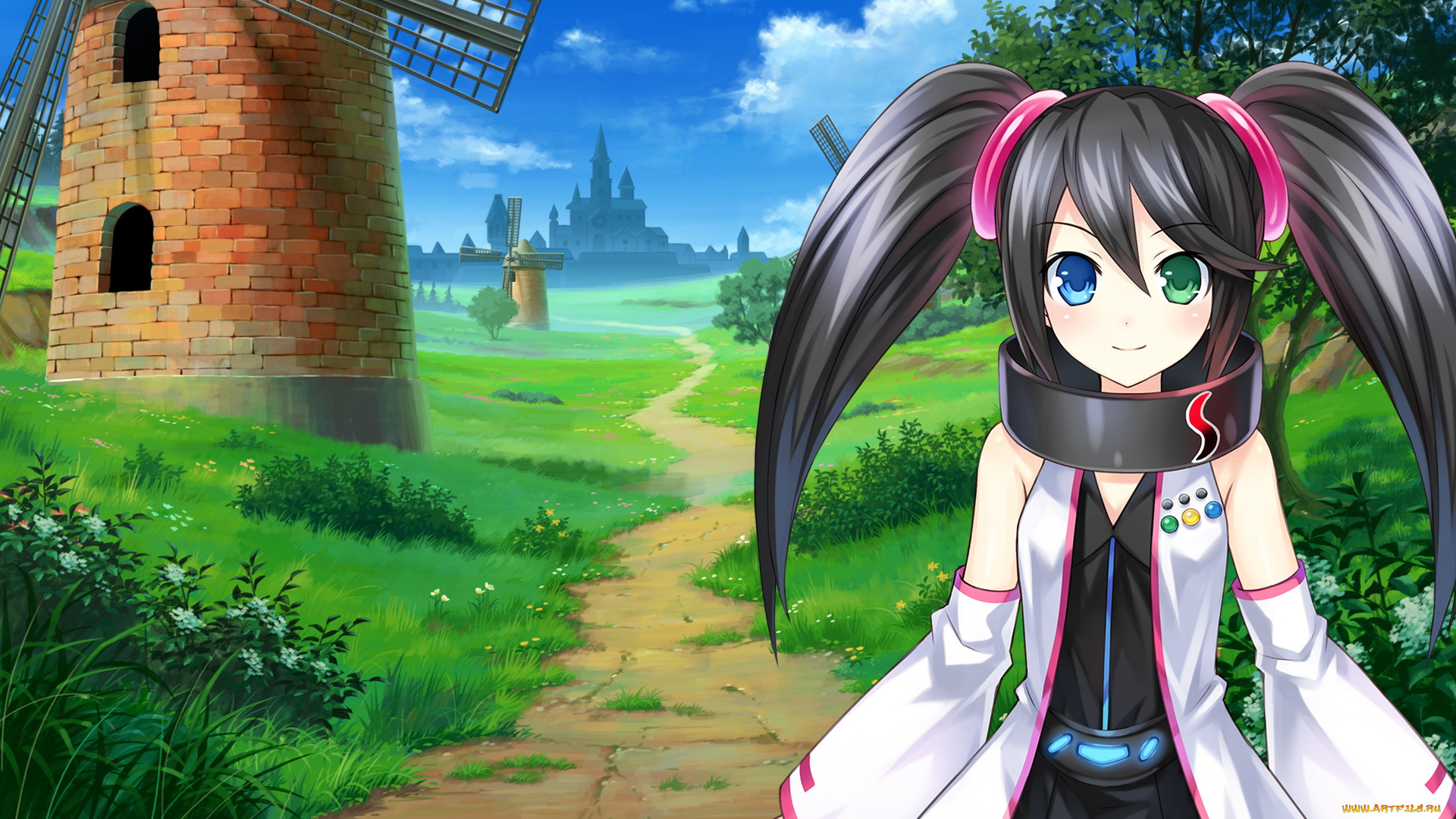 аниме, hyperdimension, neptunia, девушка, взгляд, фон