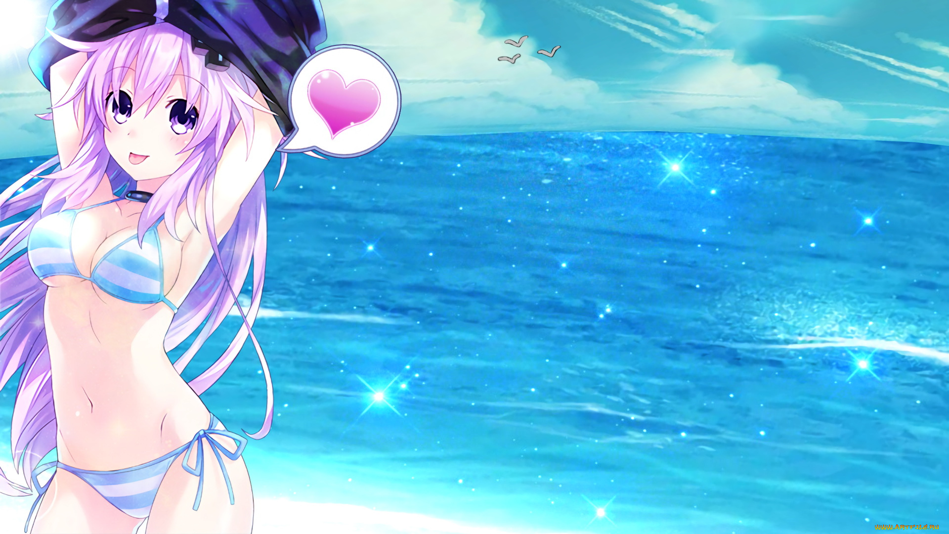 аниме, hyperdimension, neptunia, девушка, взгляд, фон