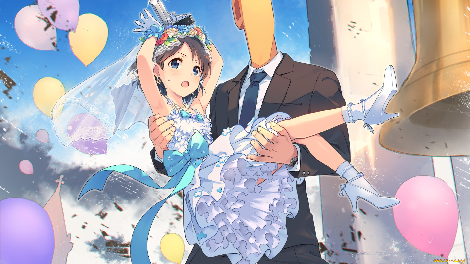 аниме, idolm@ster, девушка, взгляд, фон