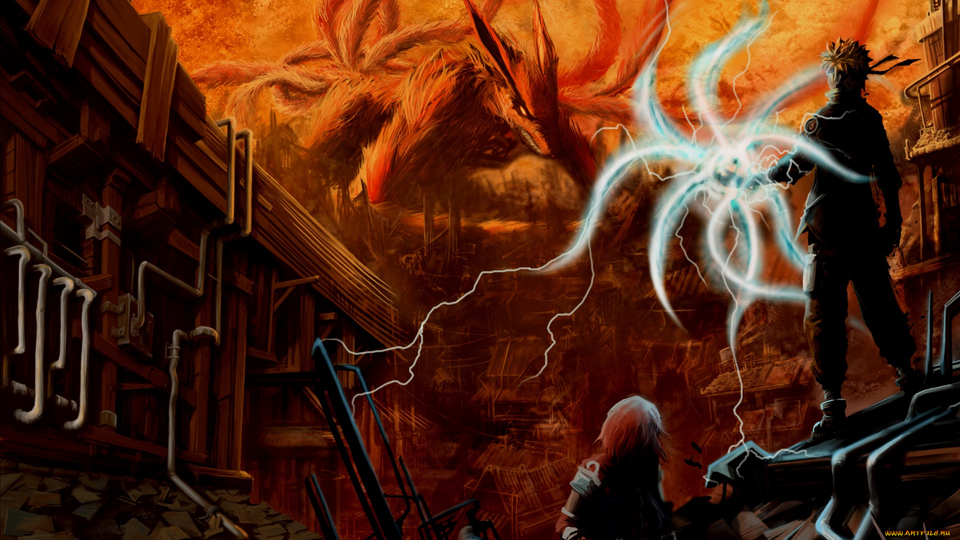 аниме, naruto, наруто, сакура, курама