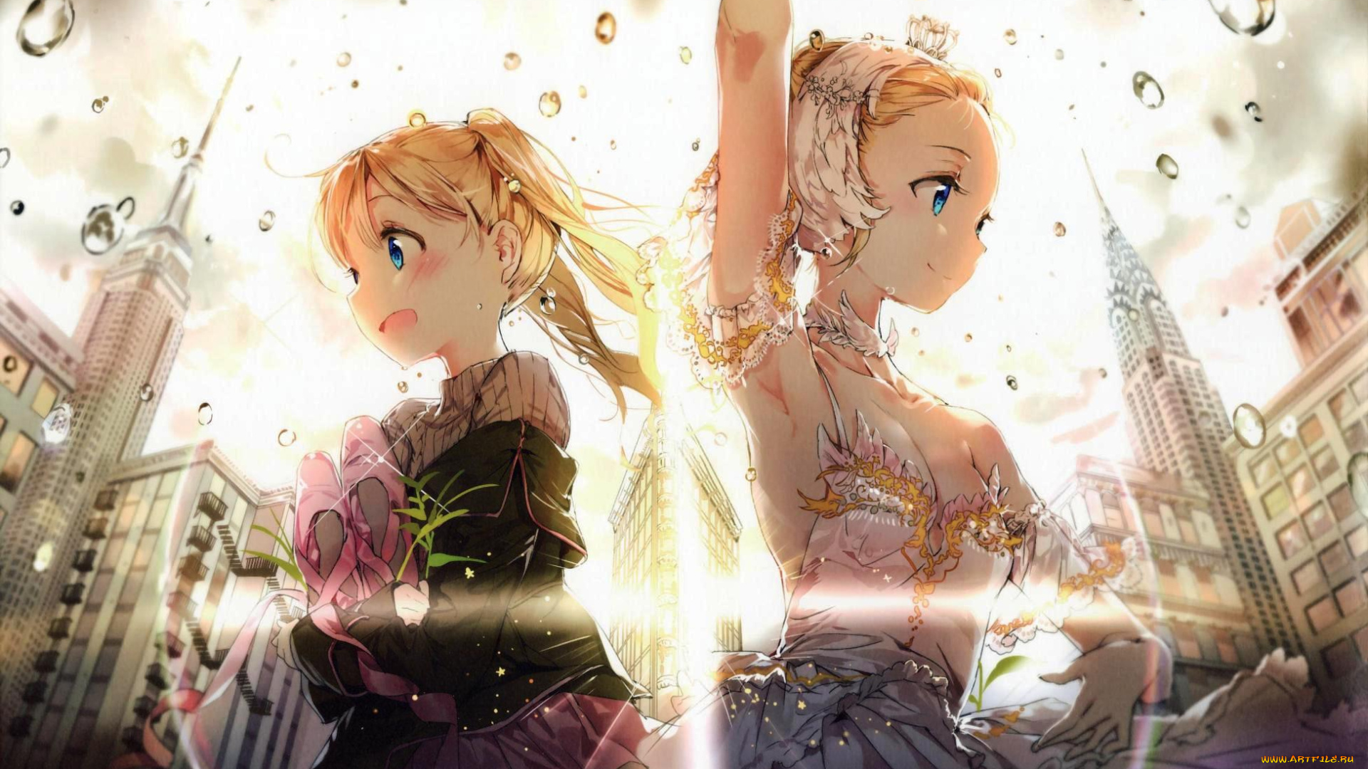 аниме, unknown, , другое, девушки, балерины, пуанты, города