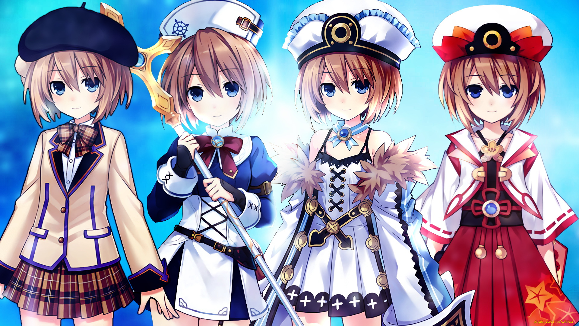 аниме, unknown, , другое, девушки, взгляд, фон