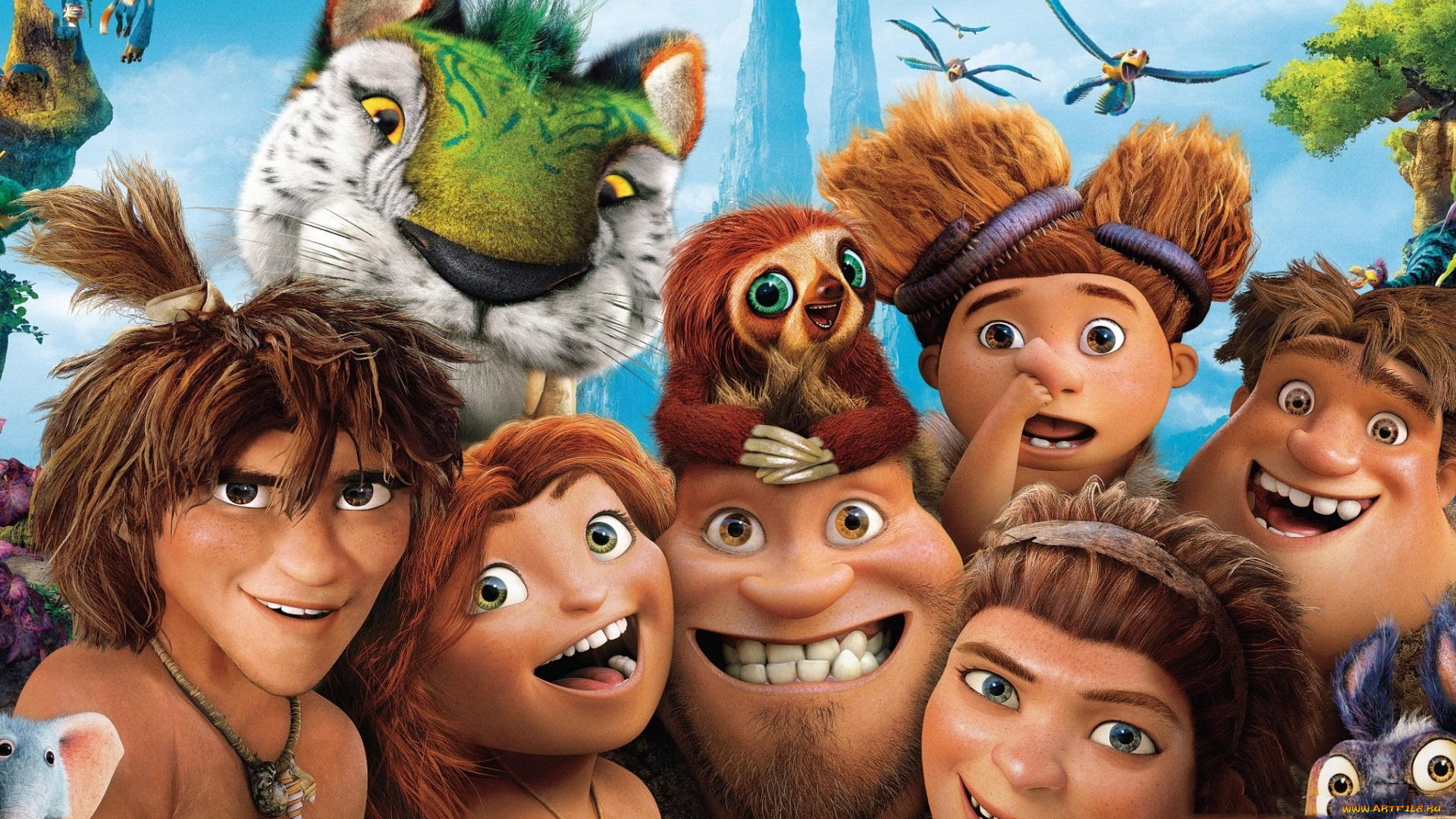 мультфильмы, the, croods, animated, film, tora, caveman, family, tiger, the, croods, 2, movie, face