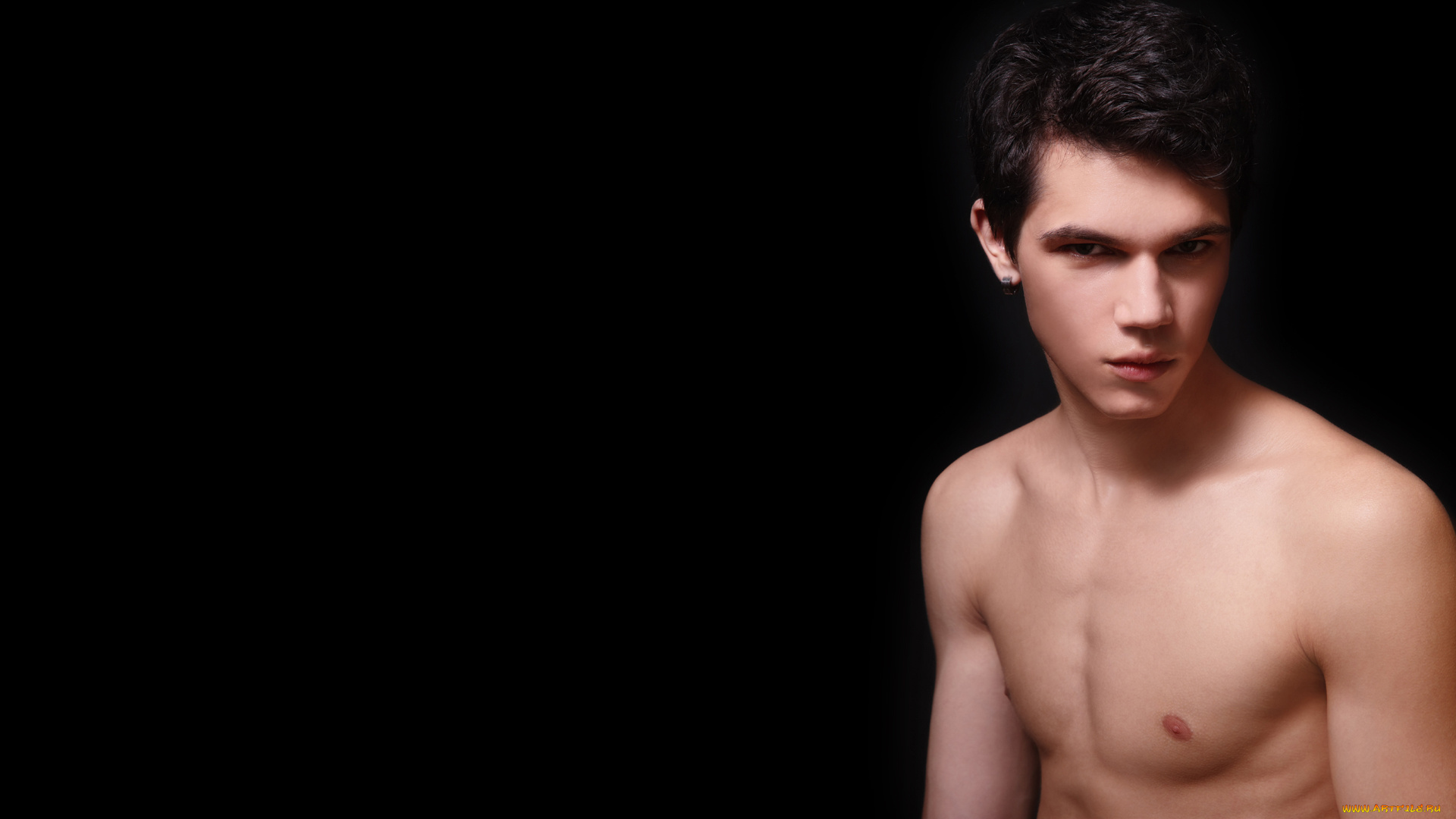 мужчины, -, unsort, парень, брюнет, взгляд, серьга