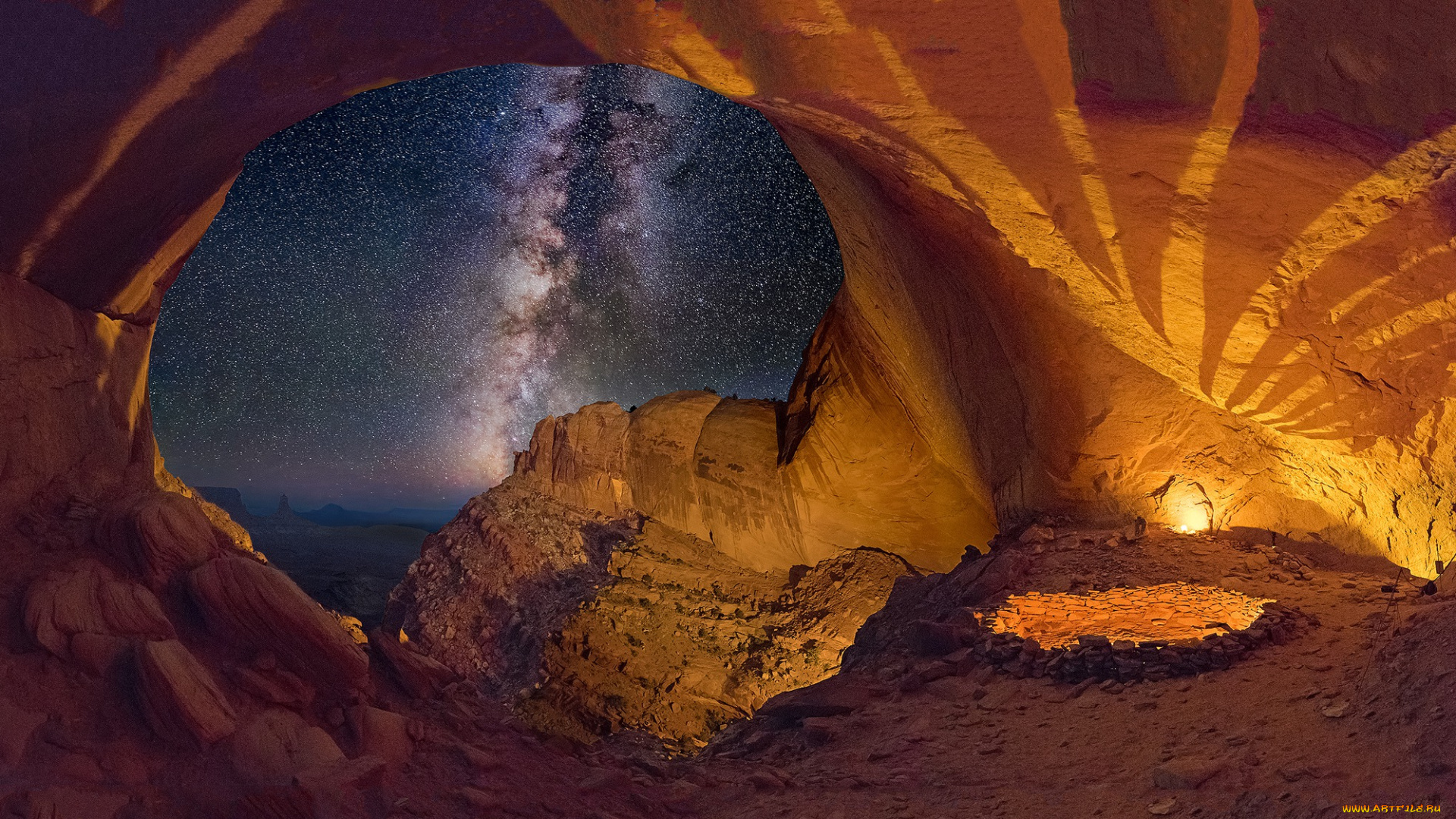 природа, горы, млечный, путь, небо, скалы, сша, звезды, окно, ночь, арка