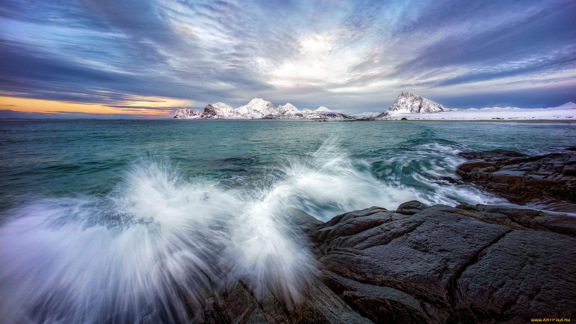 природа, побережье, норвегия, gravdal, горы, norway, море, волны, nordland, камни