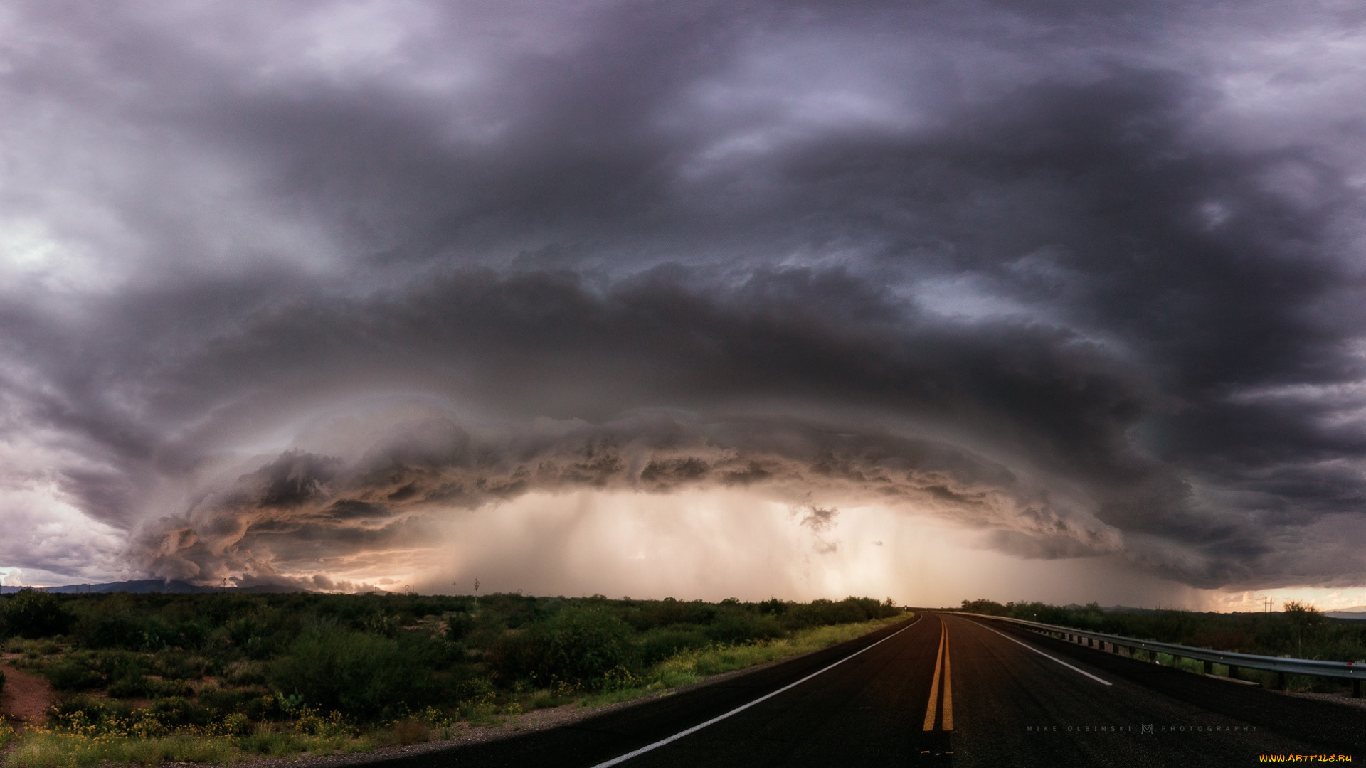 природа, стихия, шторм, небо, тучи, дорога, облака