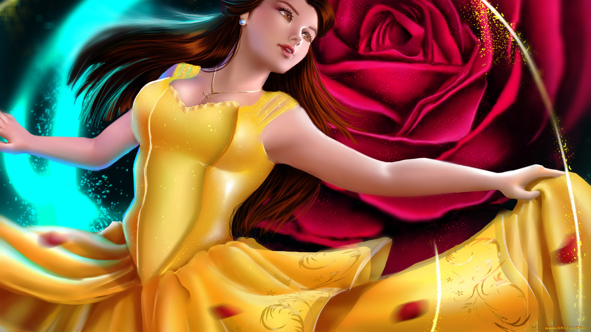 рисованное, кино, роза, цветок, by, indymbras, деушка, belle, beauty, and, the, beast