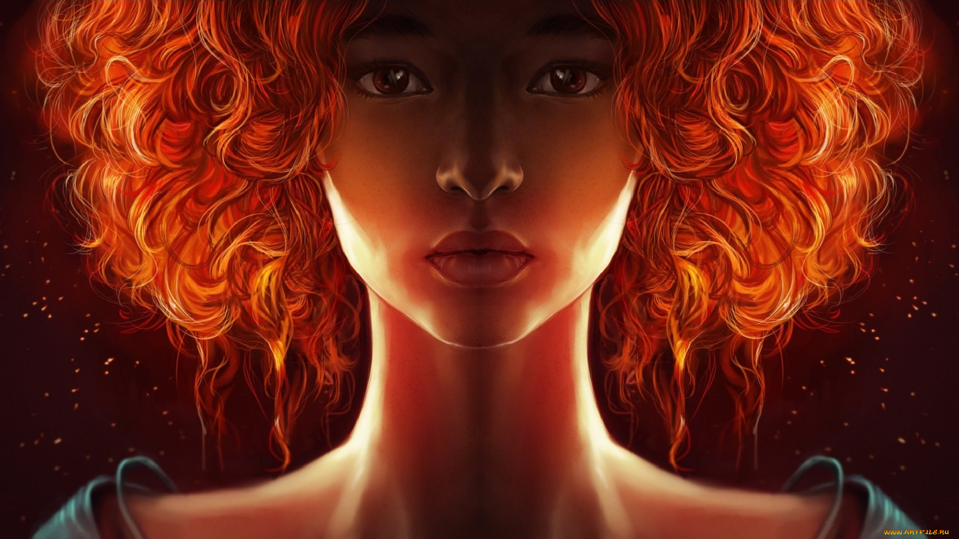 рисованное, люди, арт, рыжая, девушка