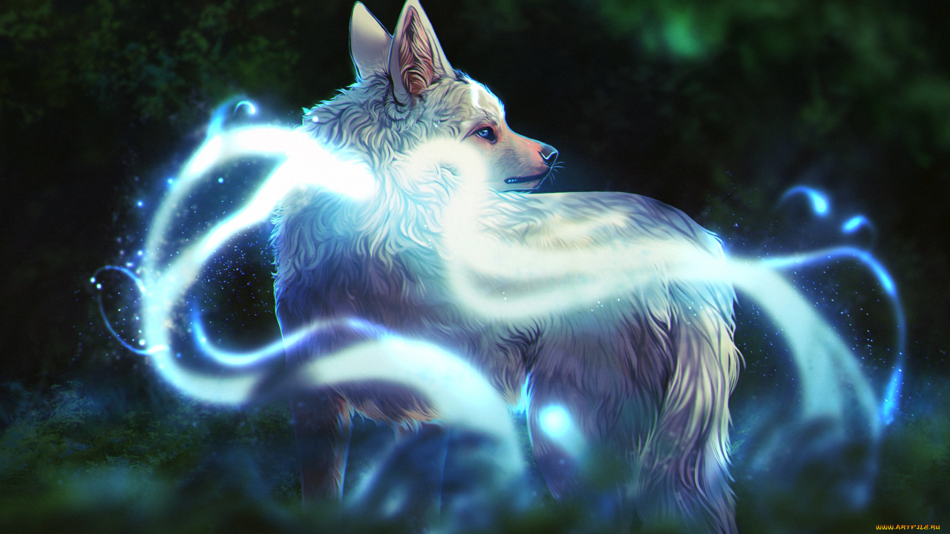 рисованное, животные, , волки, природа, by, definedead, фэнтези, волк