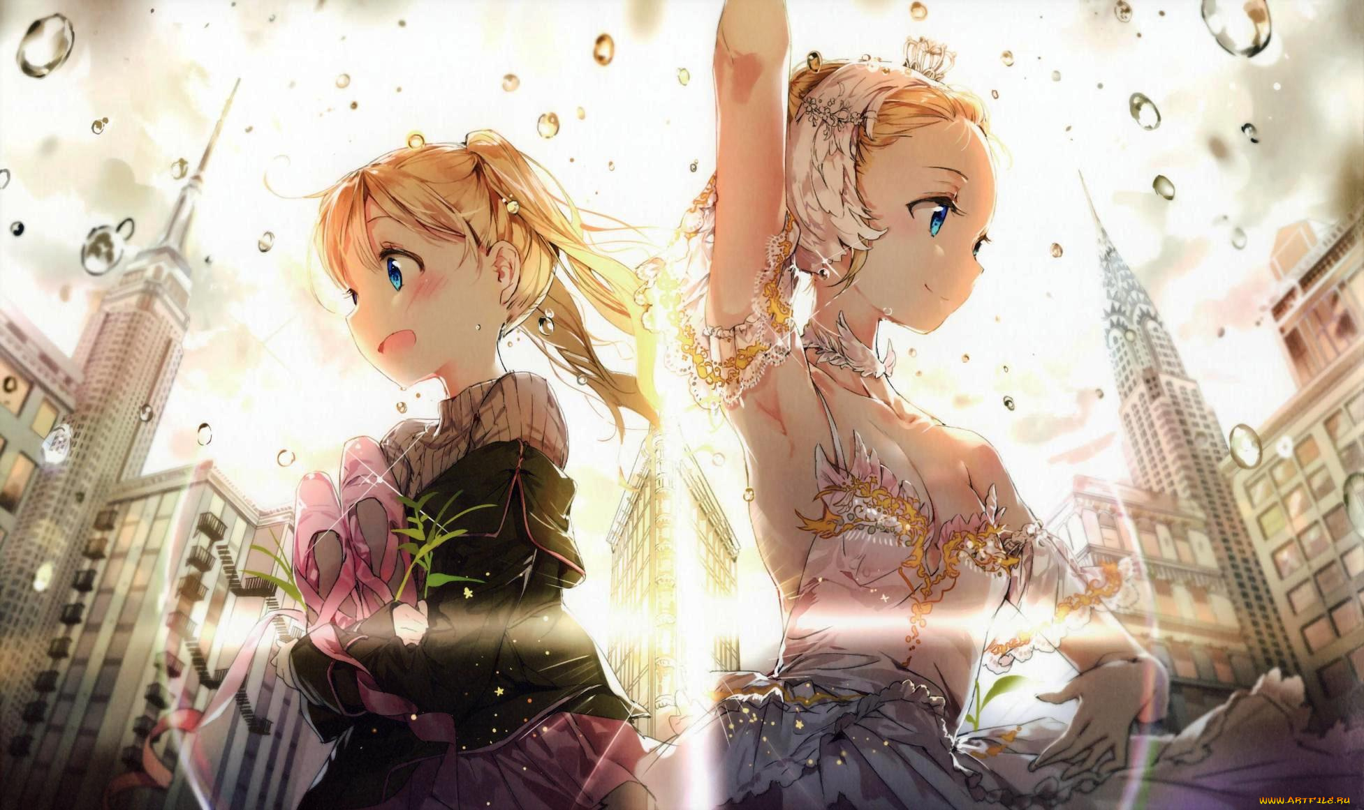 аниме, unknown, , другое, девушки, балерины, пуанты, города
