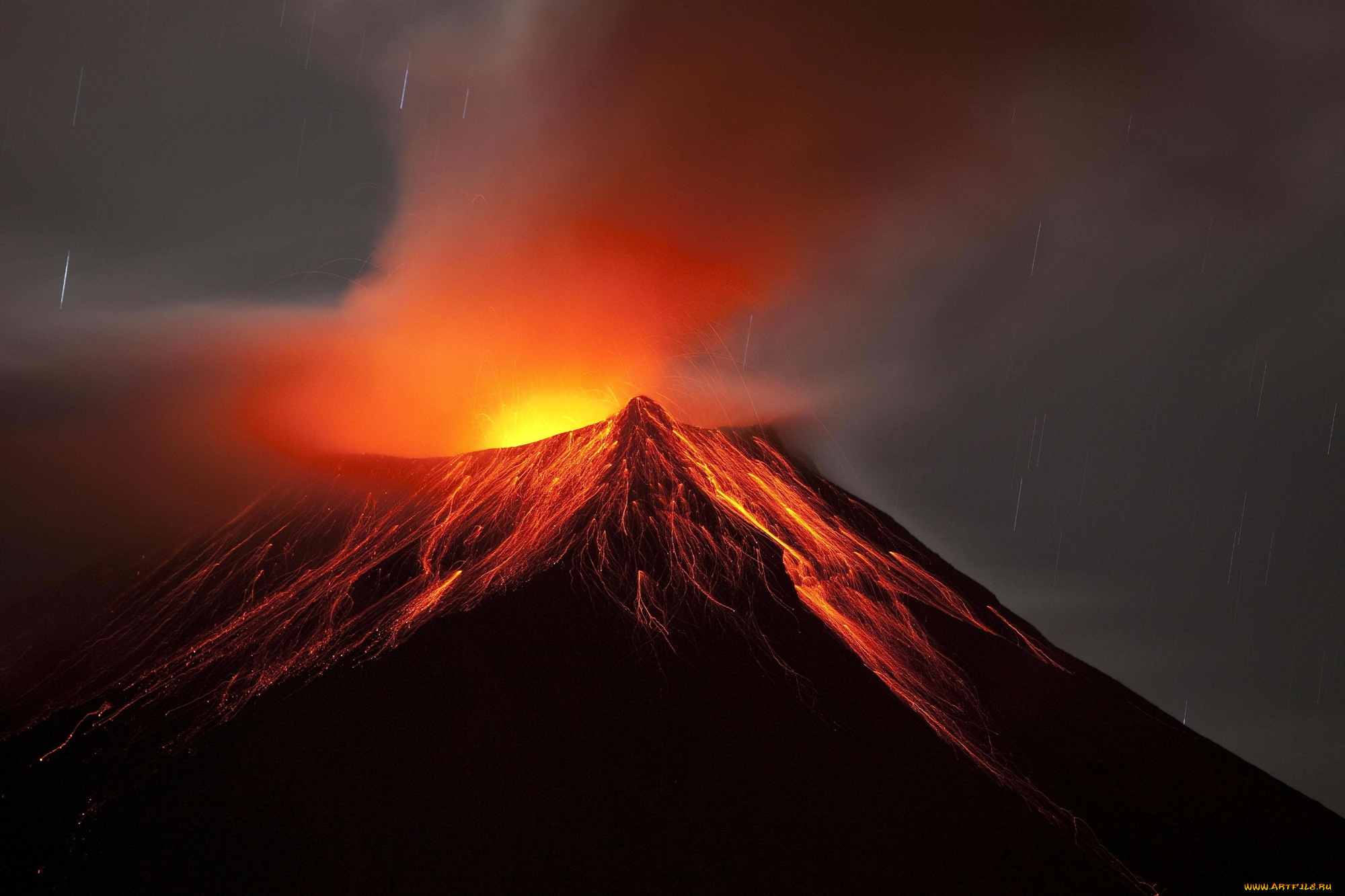 природа, стихия, извержение, лава, вулкан