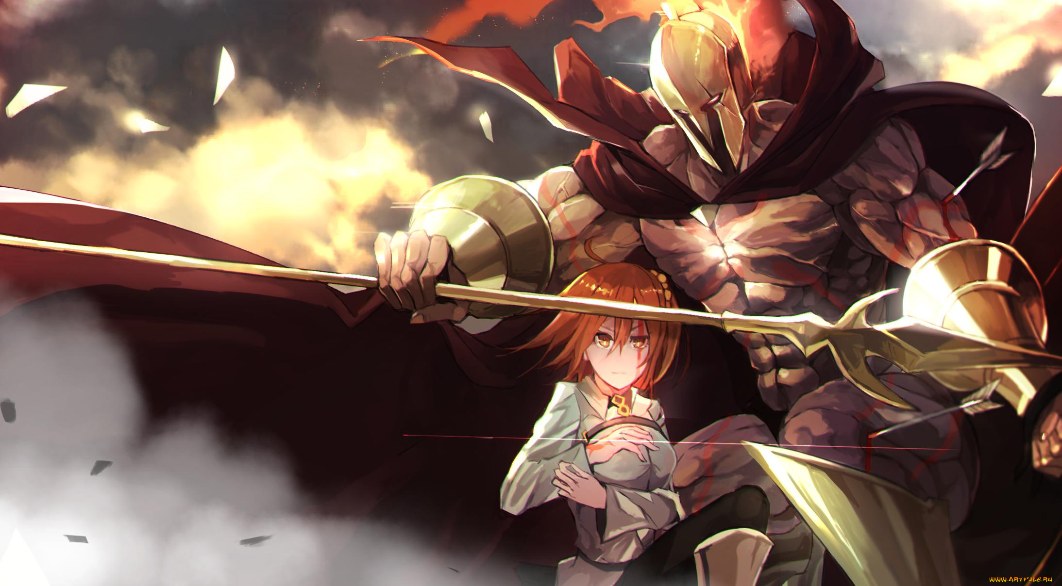 аниме, fate, stay, night, девушка, защитник, плащ, копье