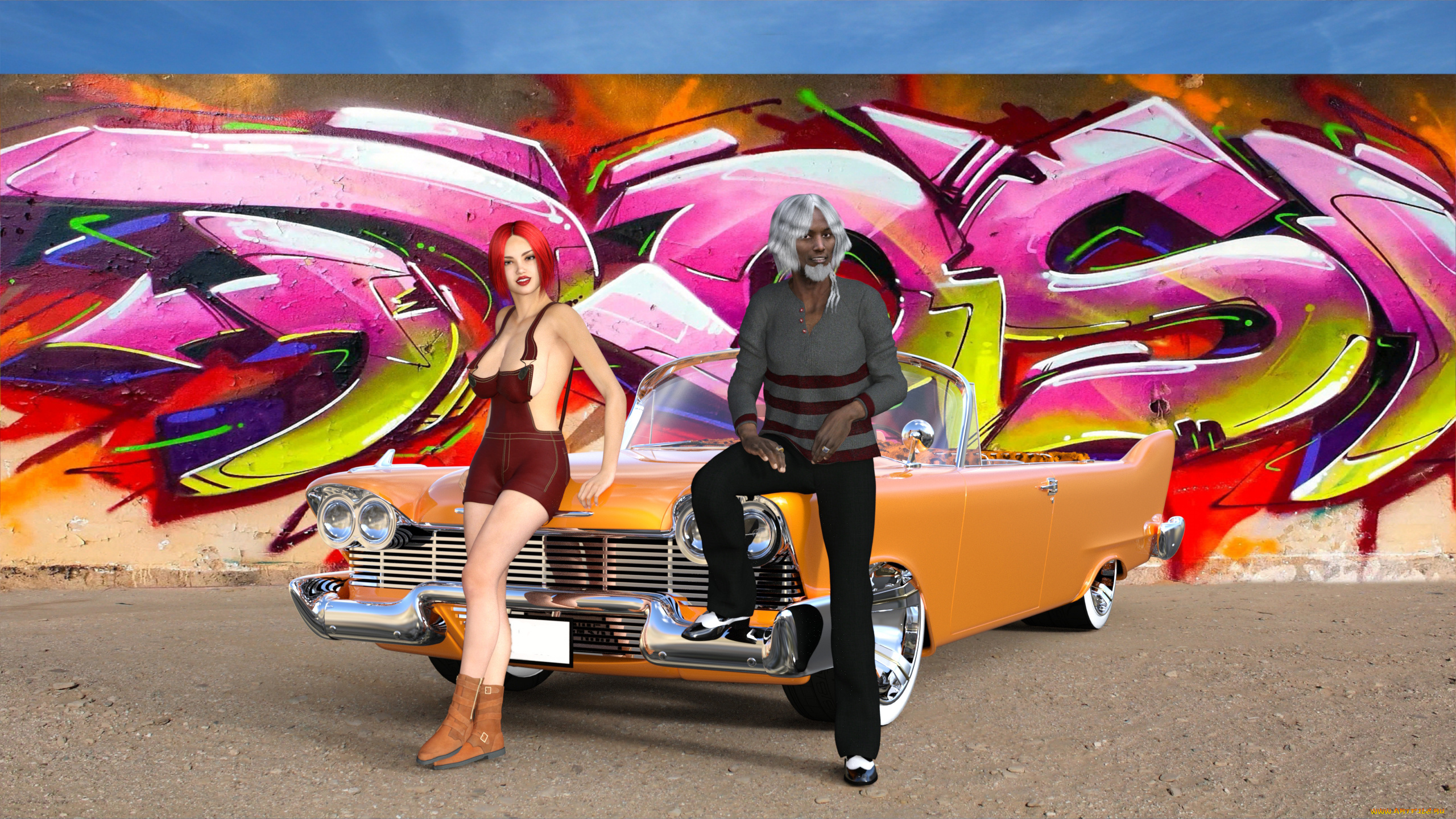 3д, графика, люди-авто, мото, , people-, car, , , moto, фон, взгляд, девушка