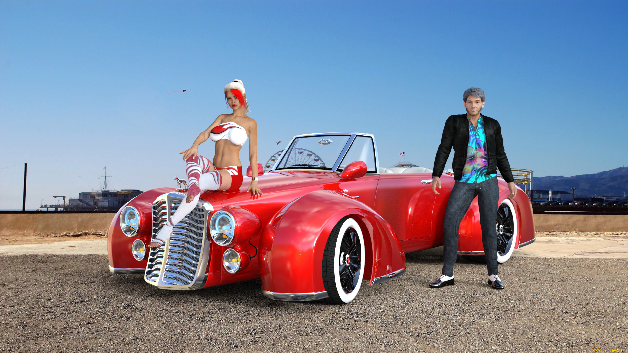 3д, графика, люди-авто, мото, , people-, car, , , moto, девушка, взгляд, фон