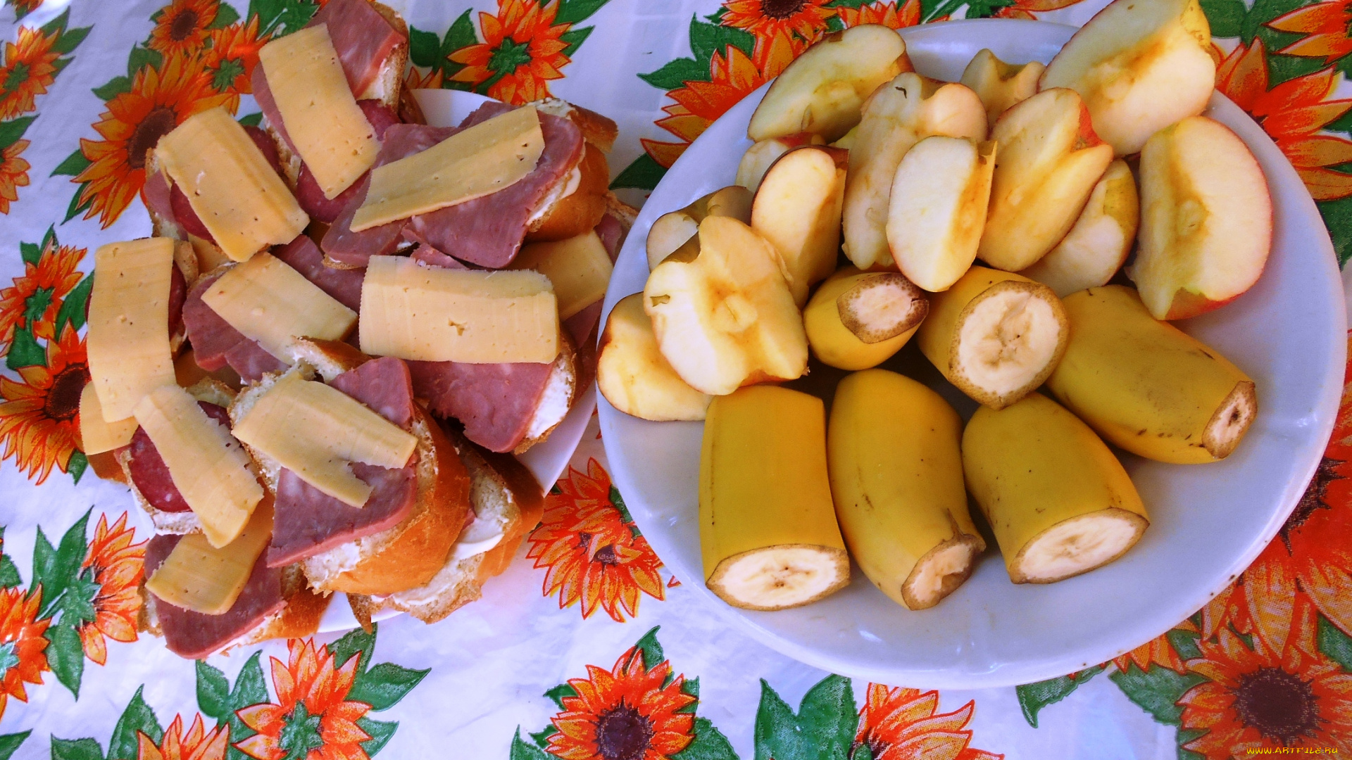 еда, бутерброды, , гамбургеры, , канапе, яблоки, бананы, сыр, хлеб, колбаса