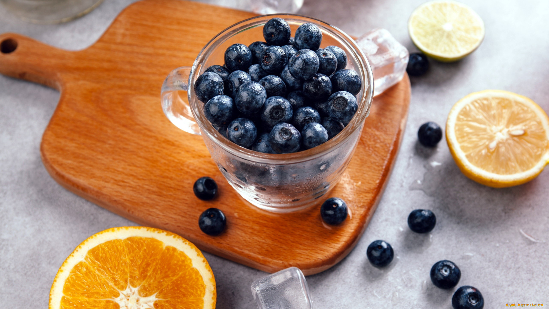 еда, фрукты, , ягоды, апельсин, черника, лед